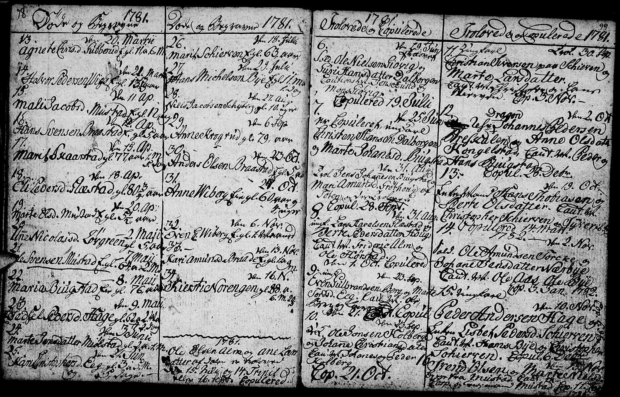 Vardal prestekontor, SAH/PREST-100/H/Ha/Hab/L0001: Parish register (copy) no. 1, 1771-1790, p. 98-99
