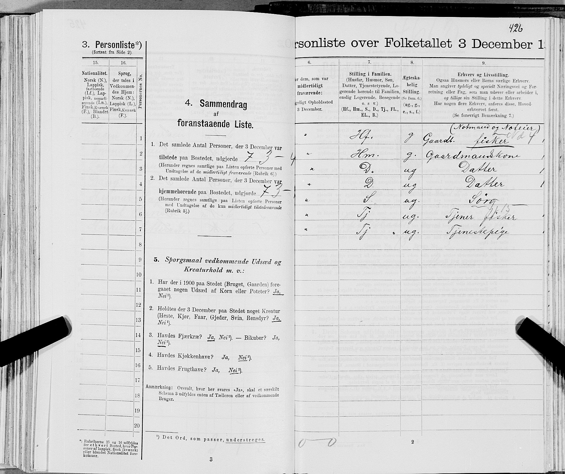 SAT, 1900 census for Gildeskål, 1900, p. 1409