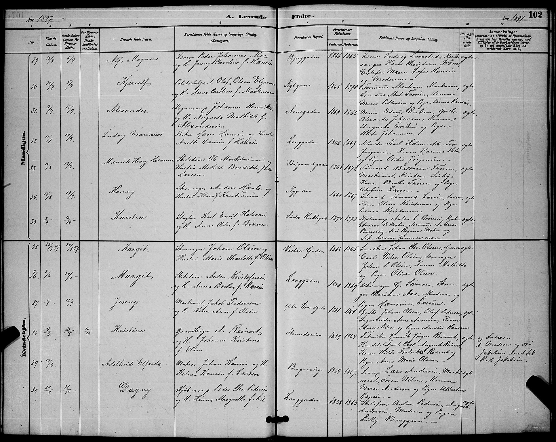 Sandefjord kirkebøker, AV/SAKO-A-315/G/Ga/L0001: Parish register (copy) no. 1, 1885-1903, p. 102