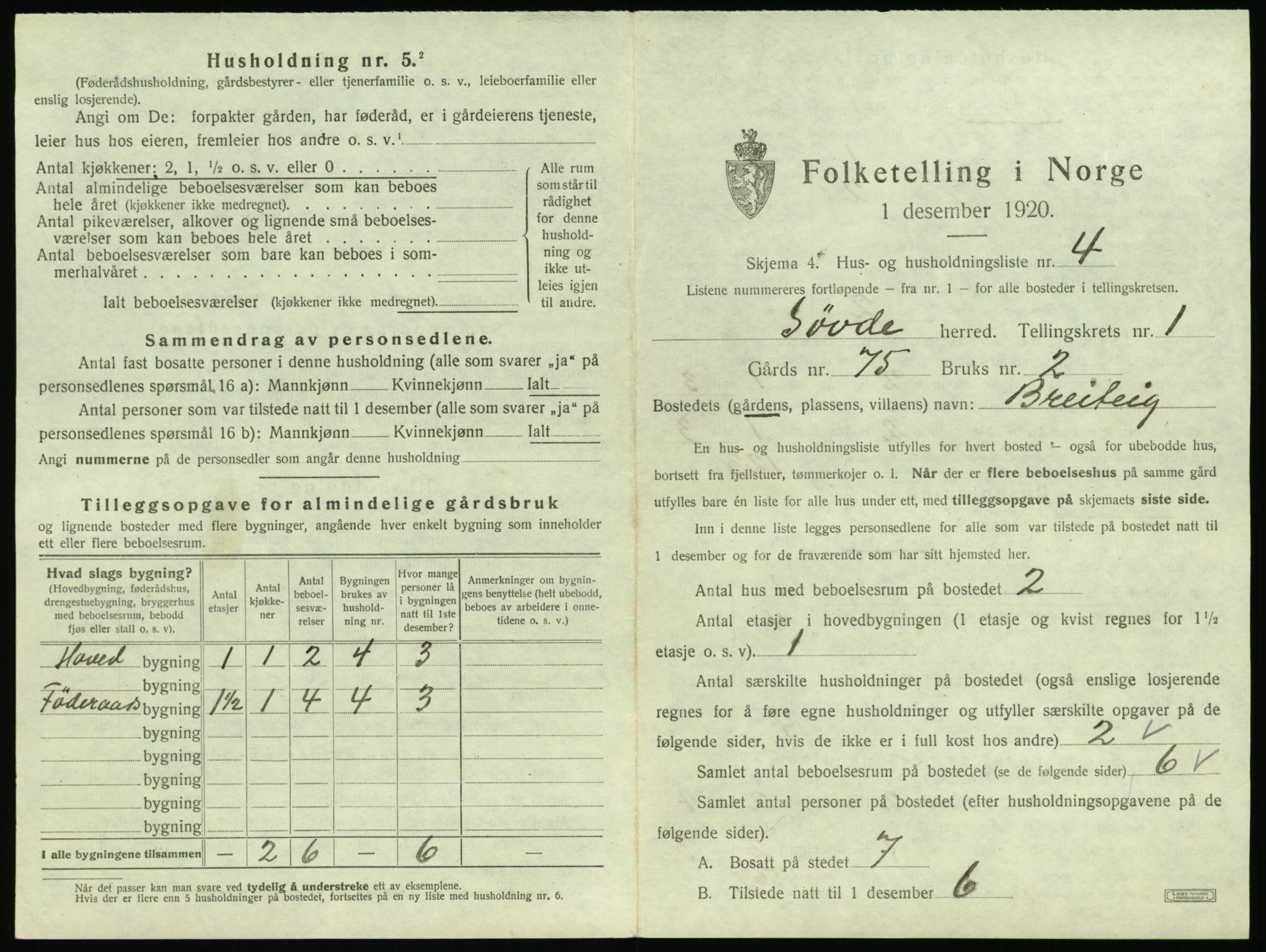 SAT, 1920 census for Syvde, 1920, p. 42