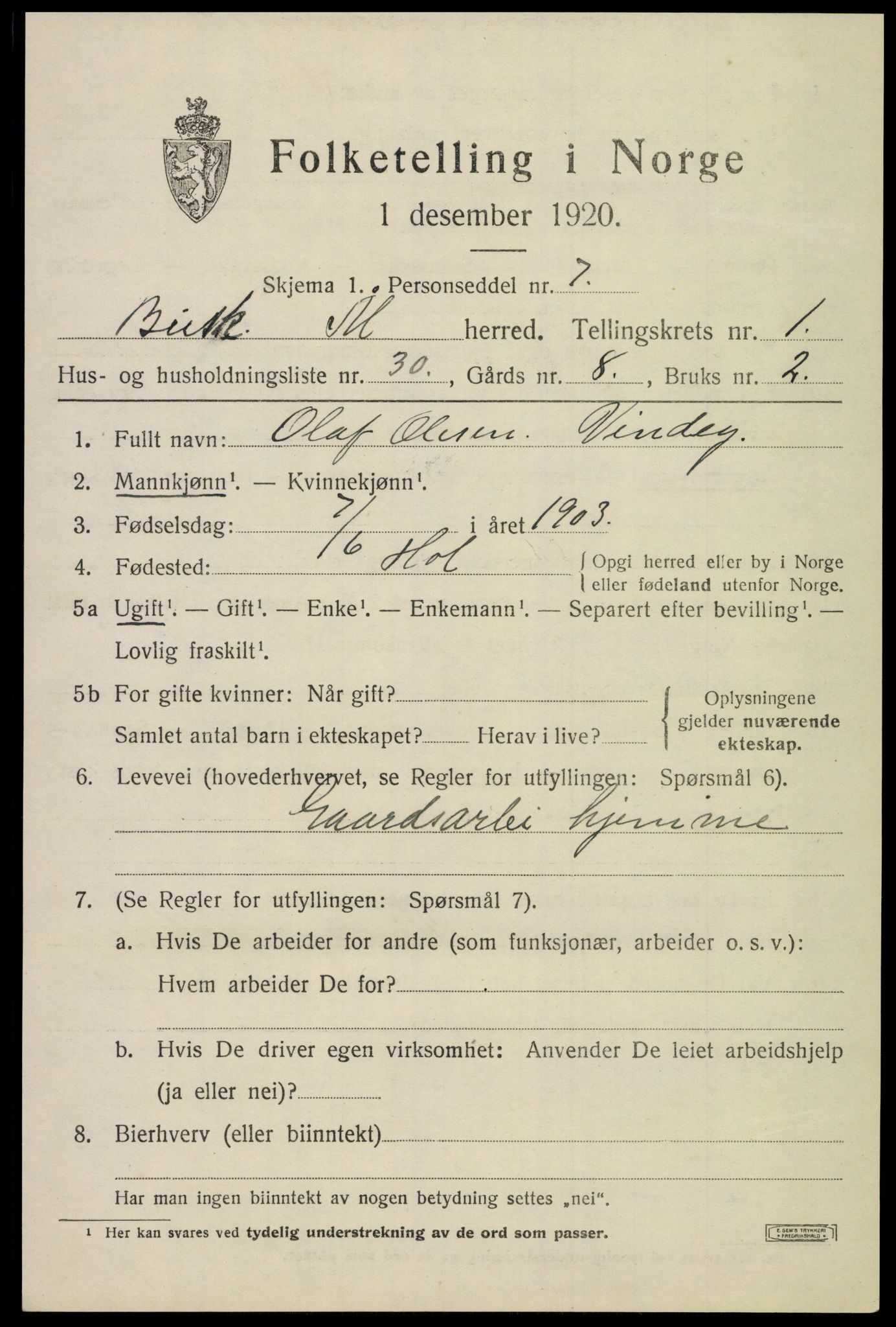 SAKO, 1920 census for Ål, 1920, p. 1772