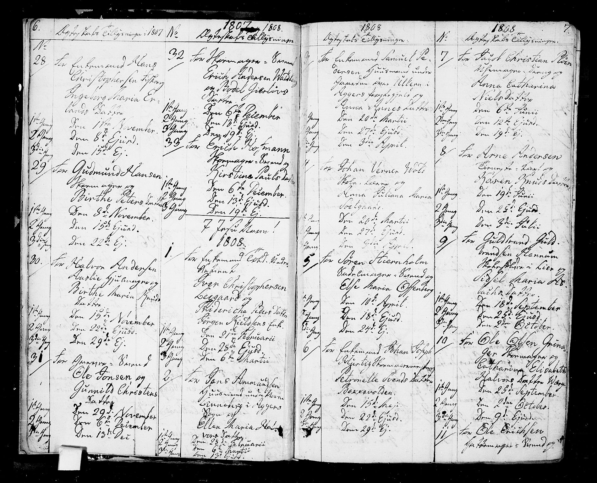 Oslo domkirke Kirkebøker, SAO/A-10752/F/Fa/L0006: Parish register (official) no. 6, 1807-1817, p. 6-7