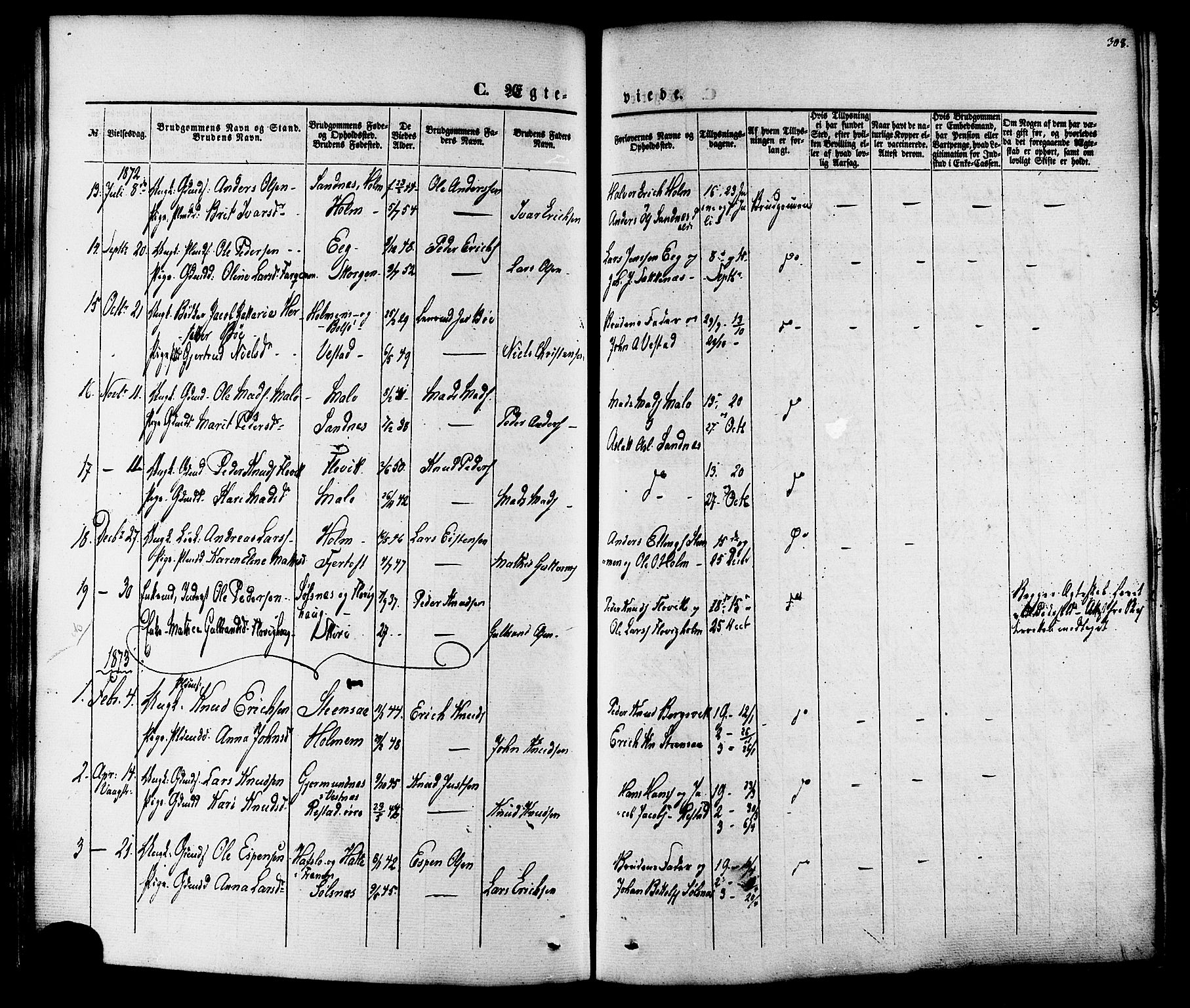 Ministerialprotokoller, klokkerbøker og fødselsregistre - Møre og Romsdal, SAT/A-1454/547/L0603: Parish register (official) no. 547A05, 1846-1877, p. 308