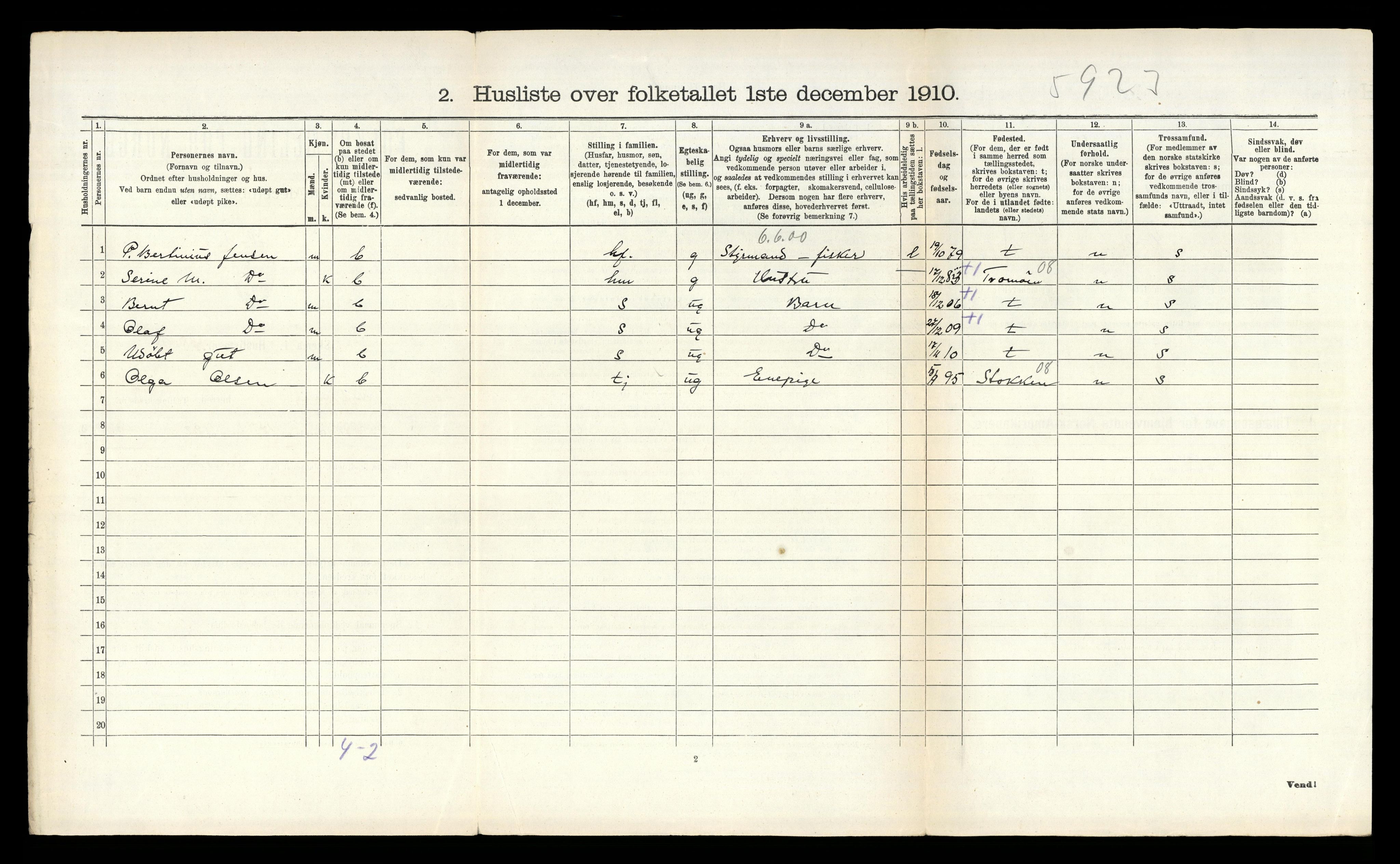 RA, 1910 census for Dypvåg, 1910, p. 235