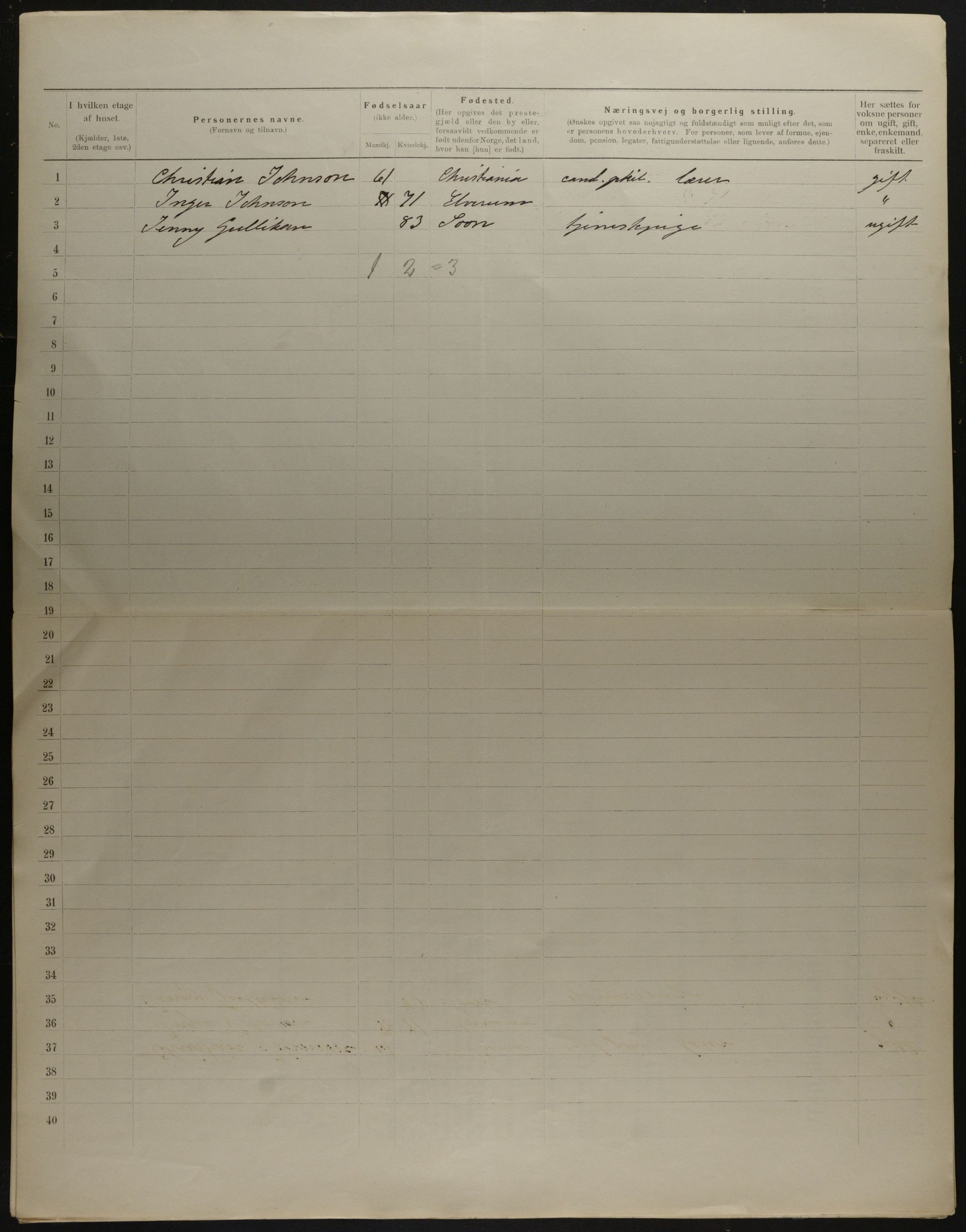 OBA, Municipal Census 1901 for Kristiania, 1901, p. 17066