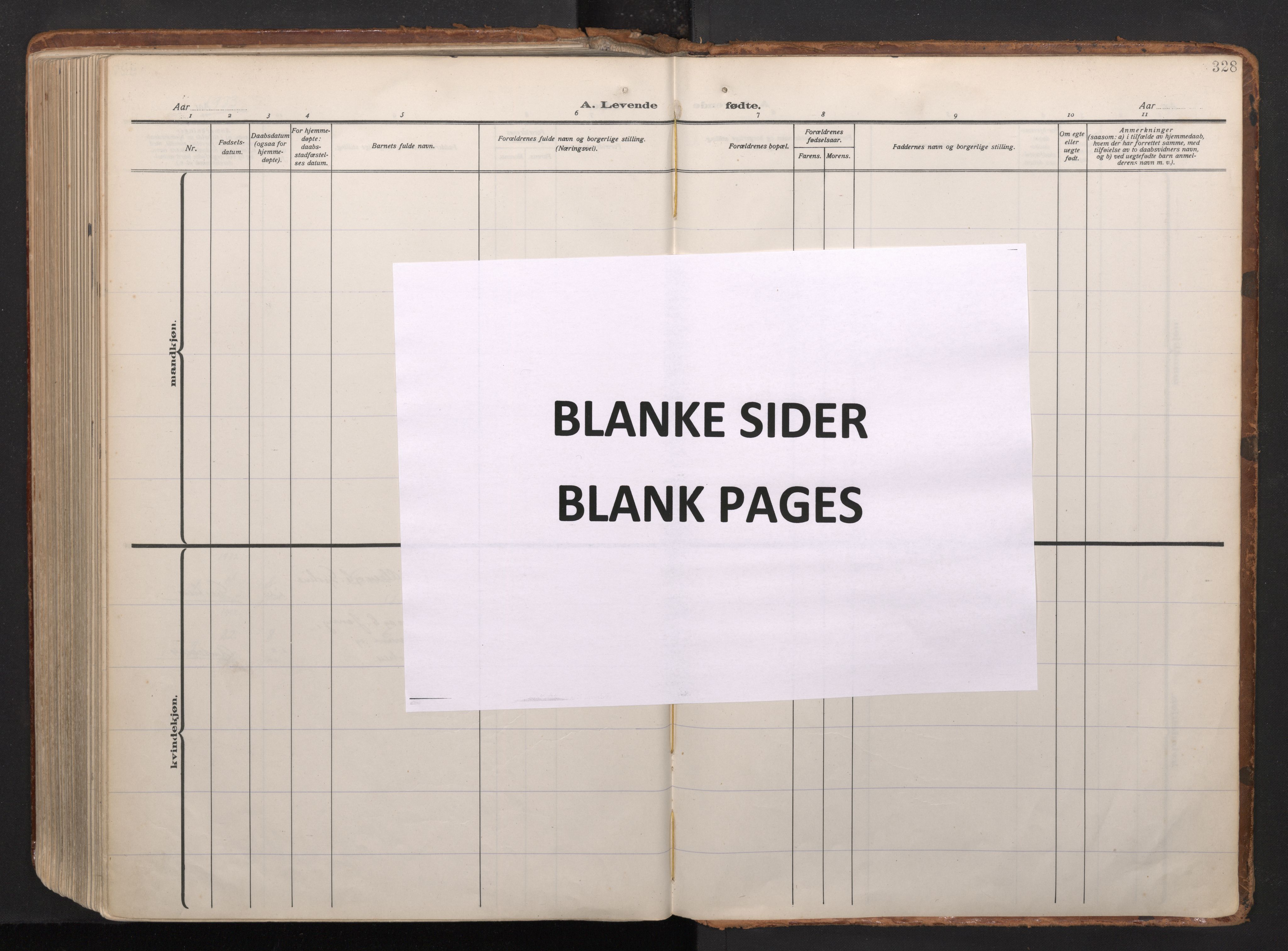 Nykirken Sokneprestembete, AV/SAB-A-77101/H/Haa/L0020: Parish register (official) no. B 8, 1916-1933, p. 327b-328a