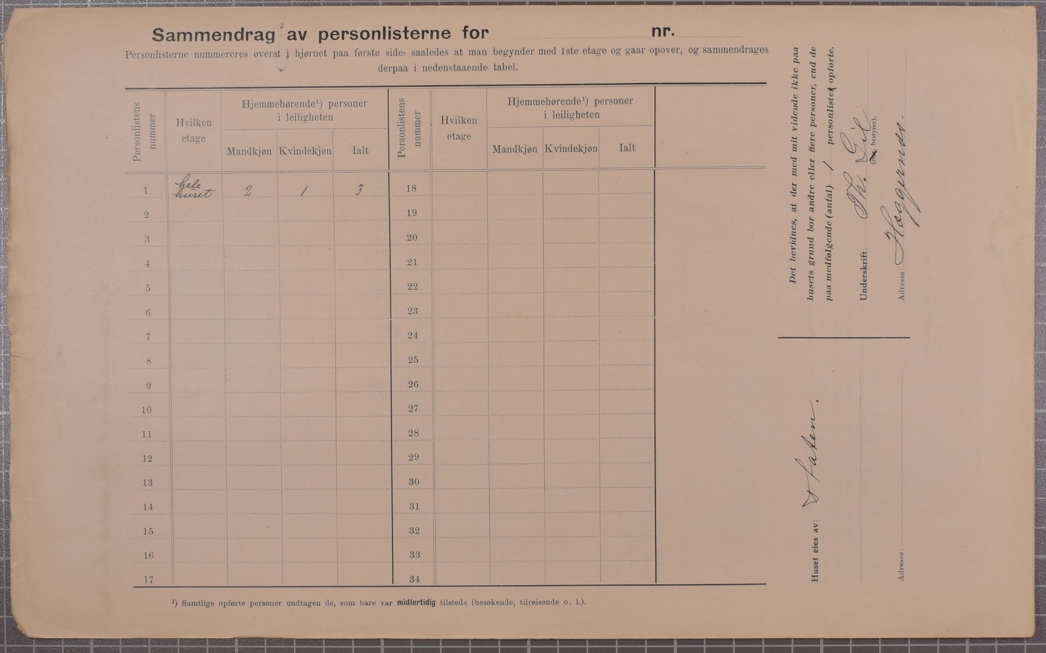 SAB, Municipal Census 1912 for Bergen, 1912, p. 1955