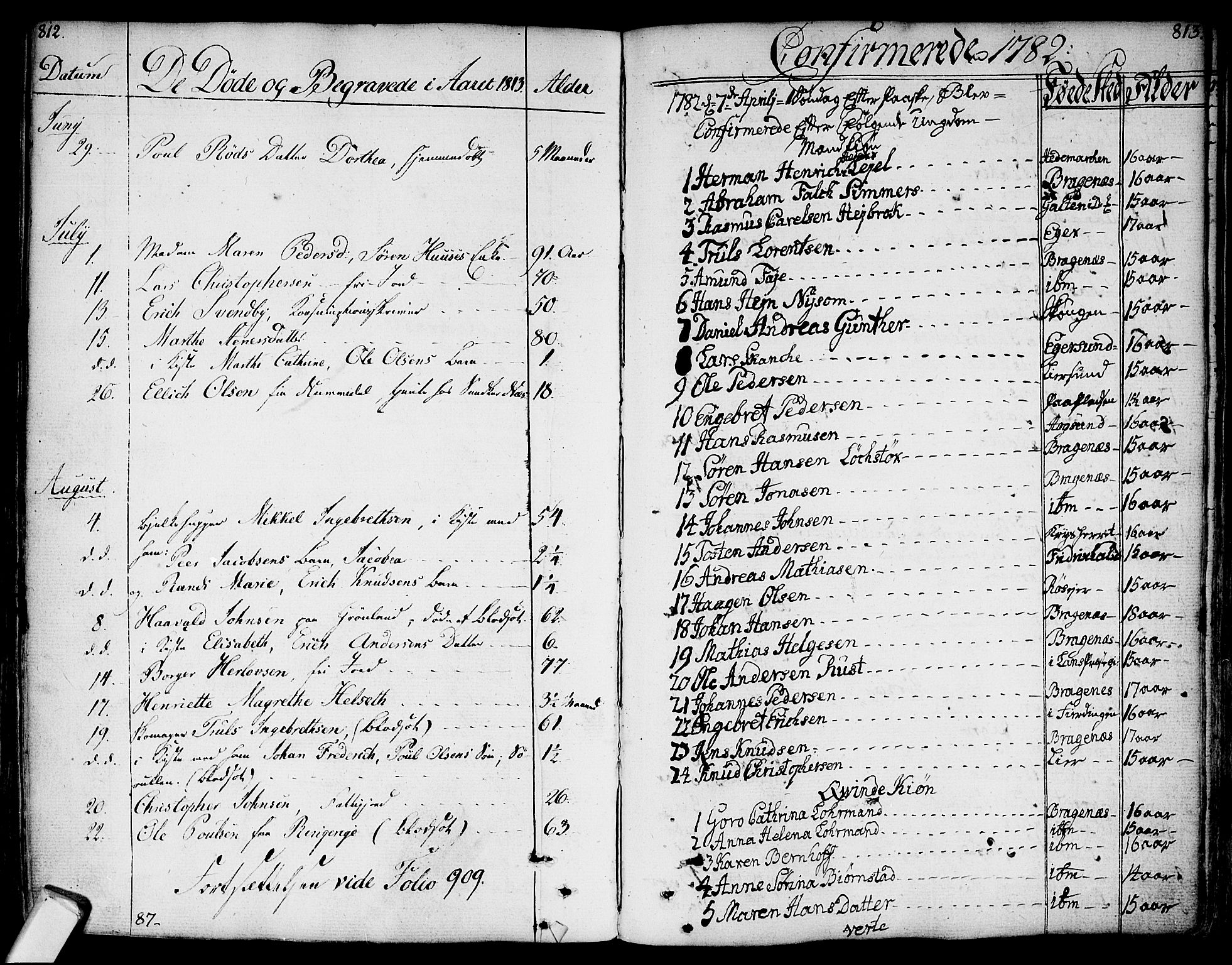Bragernes kirkebøker, SAKO/A-6/F/Fa/L0006a: Parish register (official) no. I 6, 1782-1814, p. 812-813