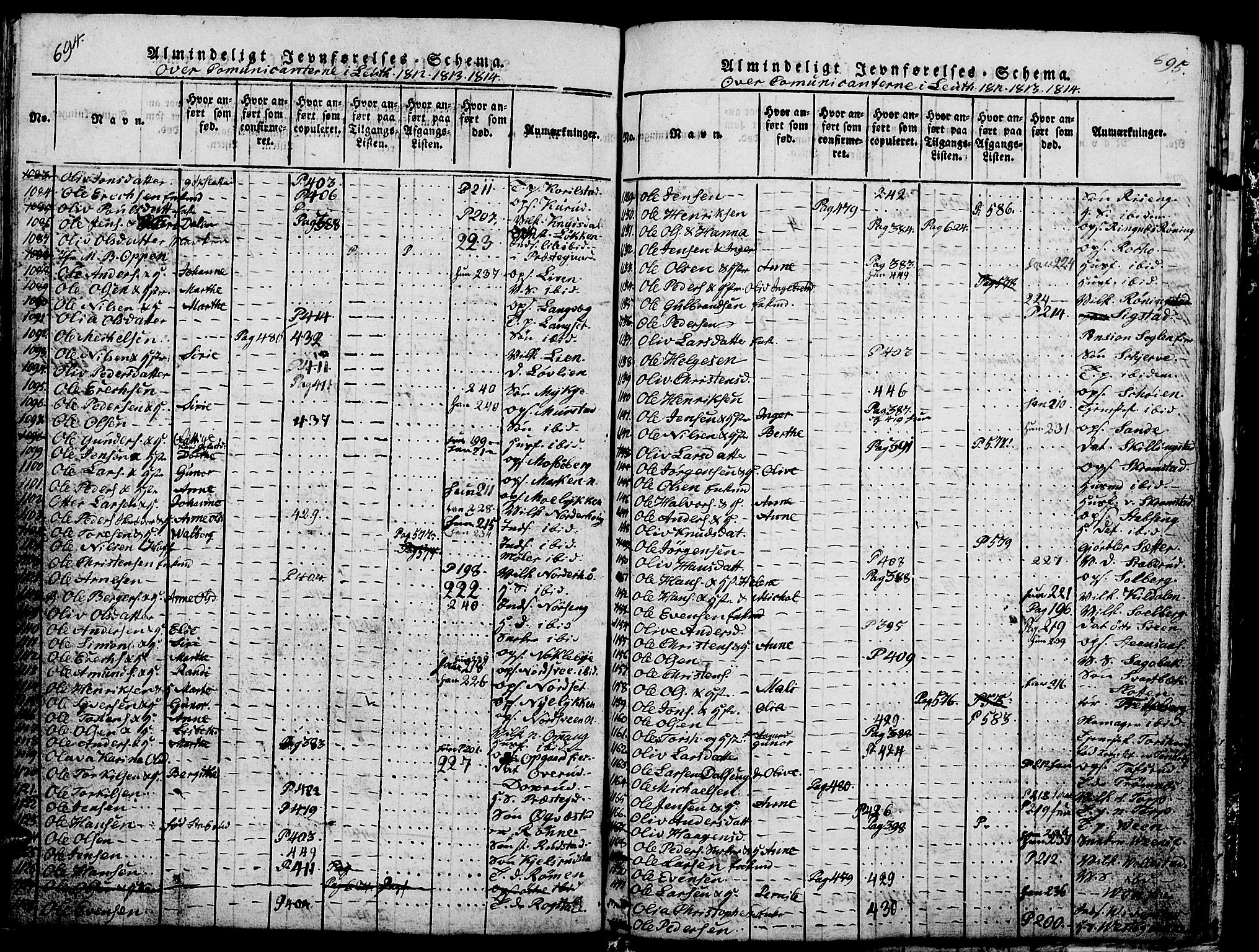 Løten prestekontor, SAH/PREST-022/L/La/L0001: Parish register (copy) no. 1, 1812-1832, p. 694-695