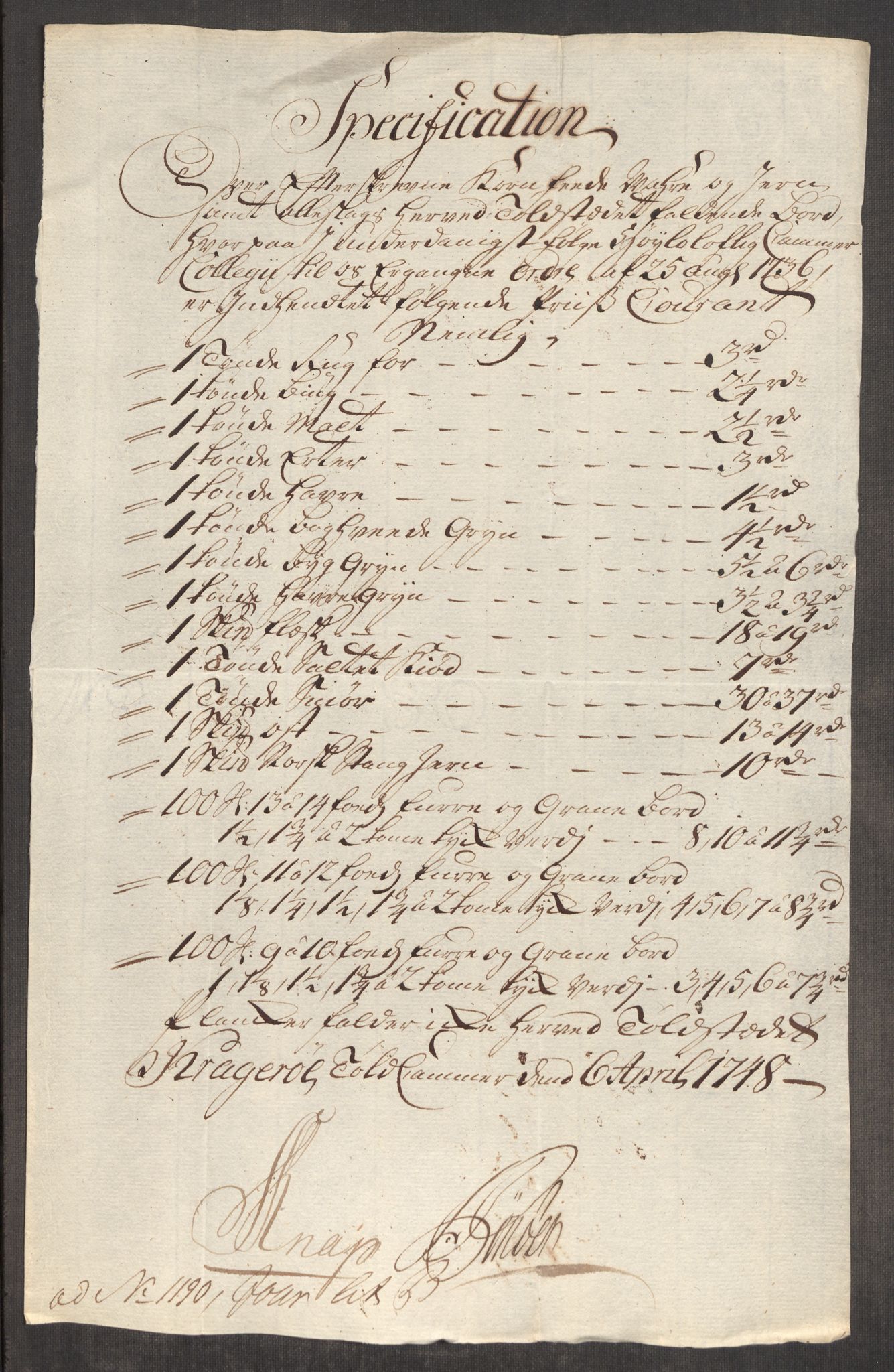 Rentekammeret inntil 1814, Realistisk ordnet avdeling, RA/EA-4070/Oe/L0003: [Ø1]: Priskuranter, 1745-1748, p. 802