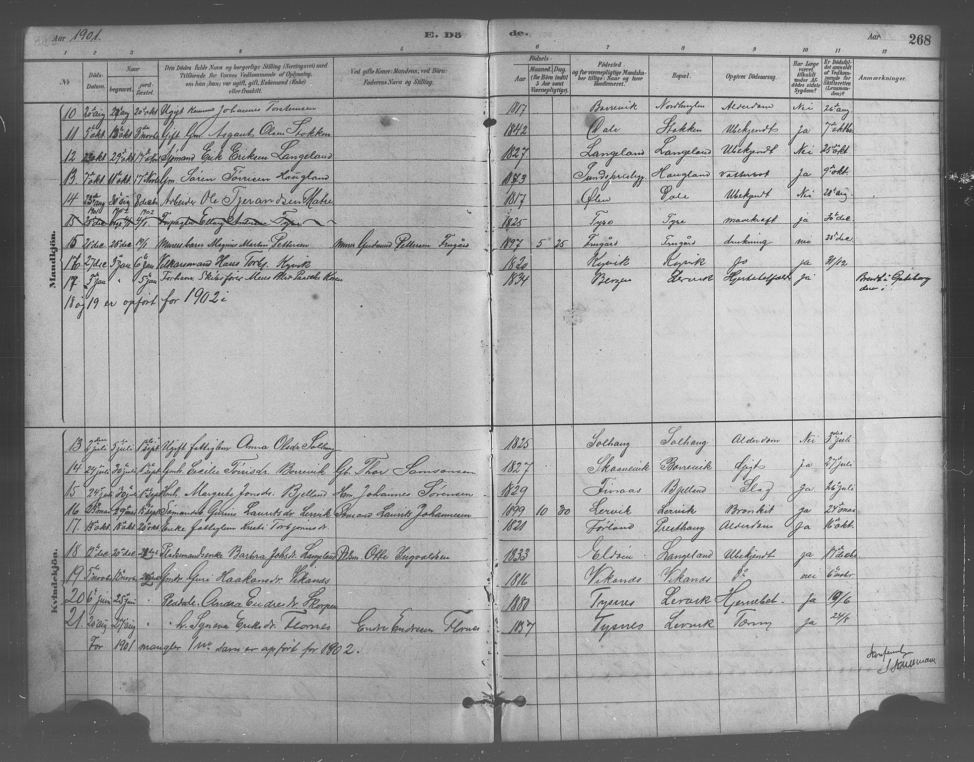 Stord sokneprestembete, SAB/A-78201/H/Hab: Parish register (copy) no. A 2, 1879-1909, p. 268