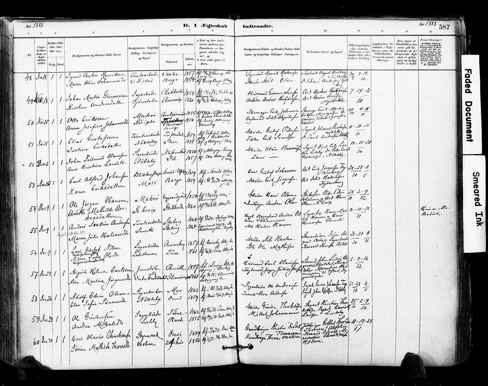 Glemmen prestekontor Kirkebøker, SAO/A-10908/F/Fa/L0011: Parish register (official) no. 11, 1878-1917, p. 587