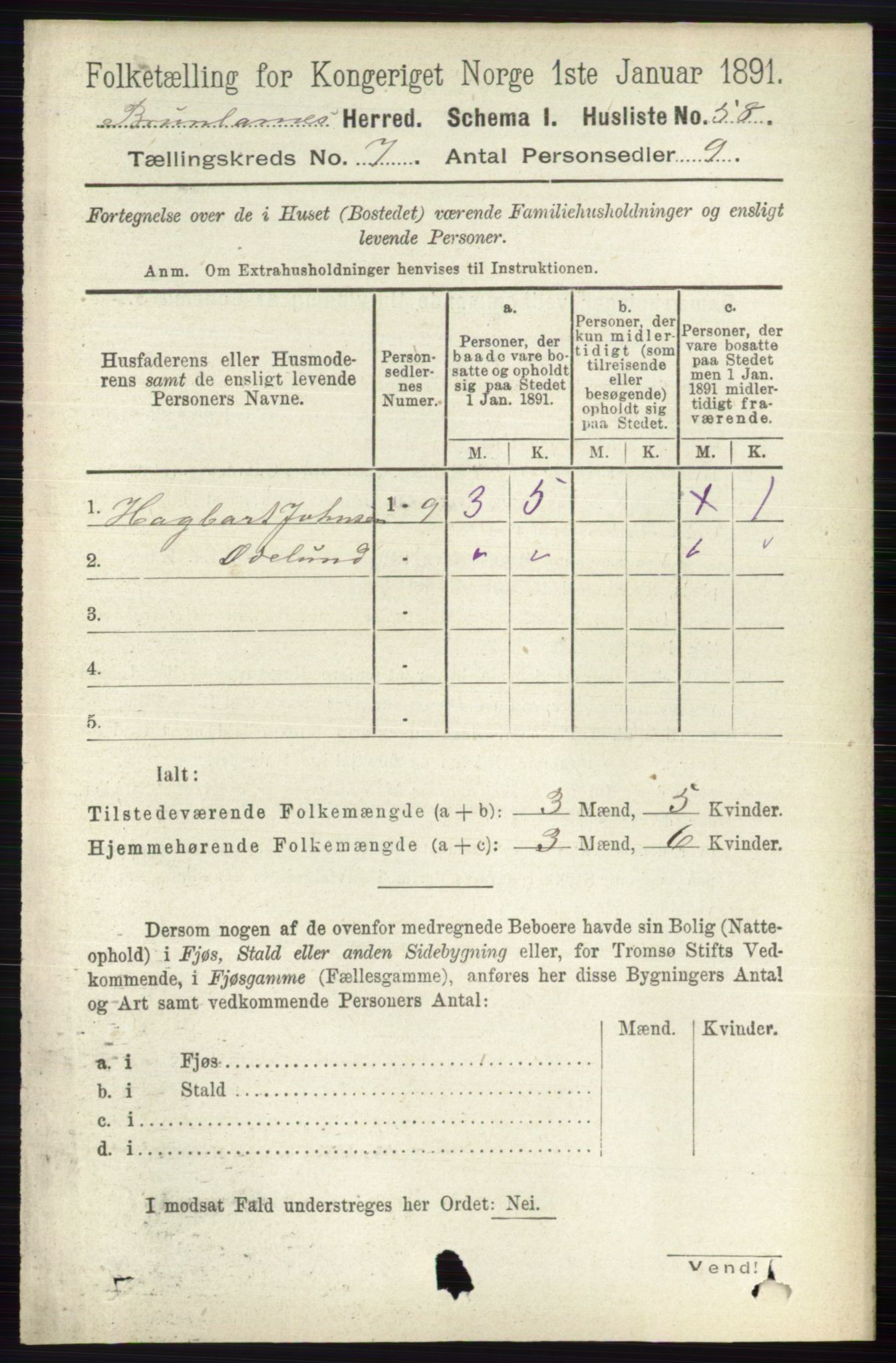 RA, 1891 census for 0726 Brunlanes, 1891, p. 2978