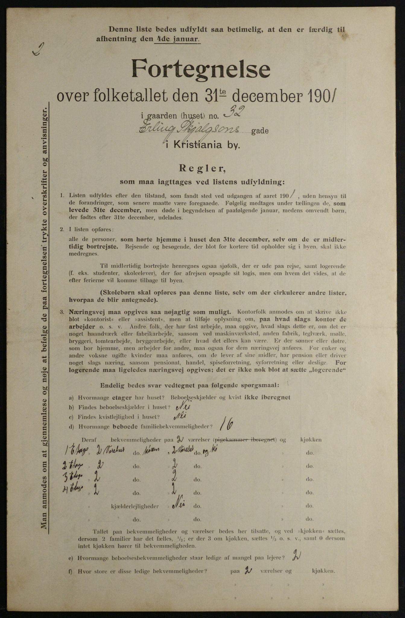 OBA, Municipal Census 1901 for Kristiania, 1901, p. 3587