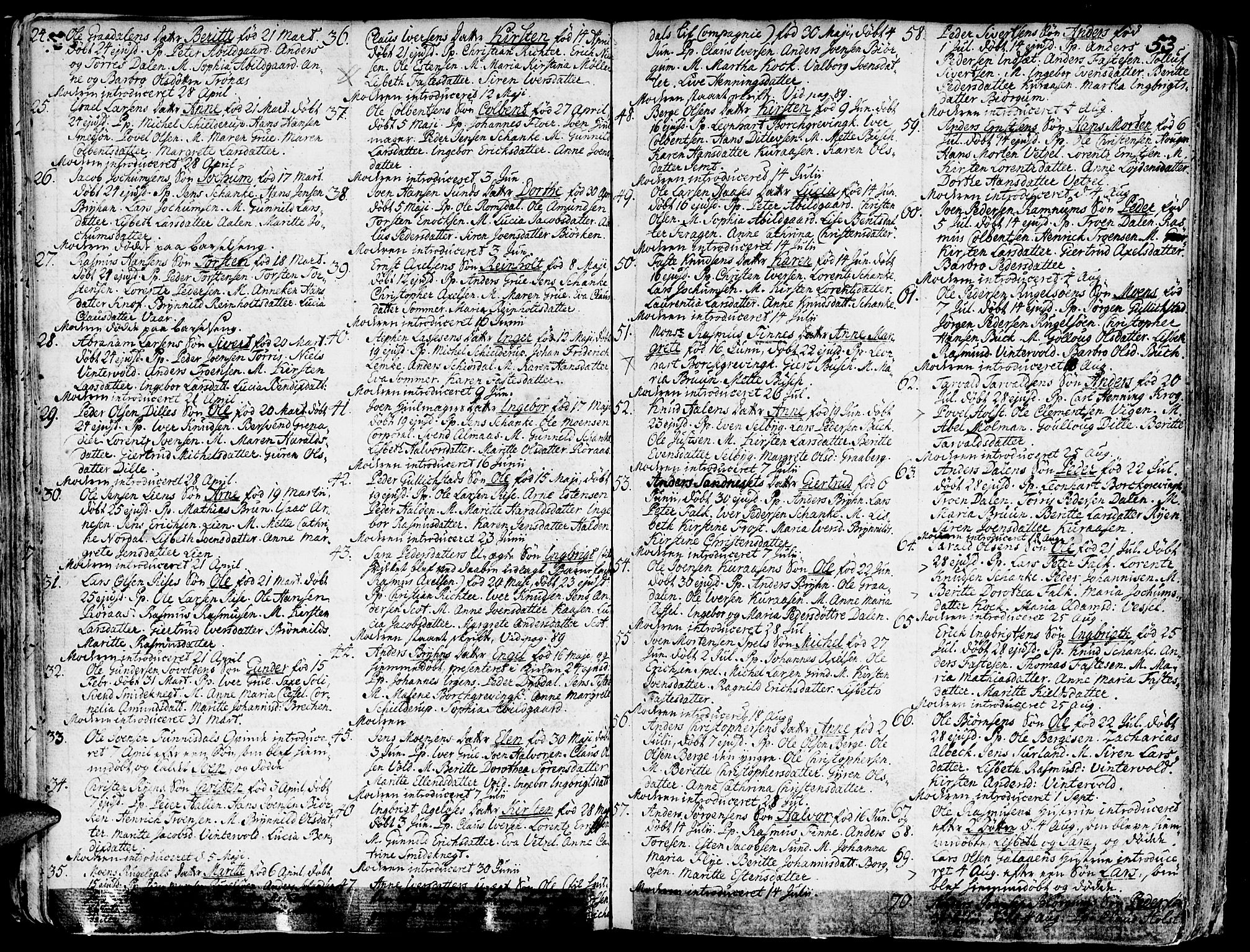 Ministerialprotokoller, klokkerbøker og fødselsregistre - Sør-Trøndelag, SAT/A-1456/681/L0925: Parish register (official) no. 681A03, 1727-1766, p. 53
