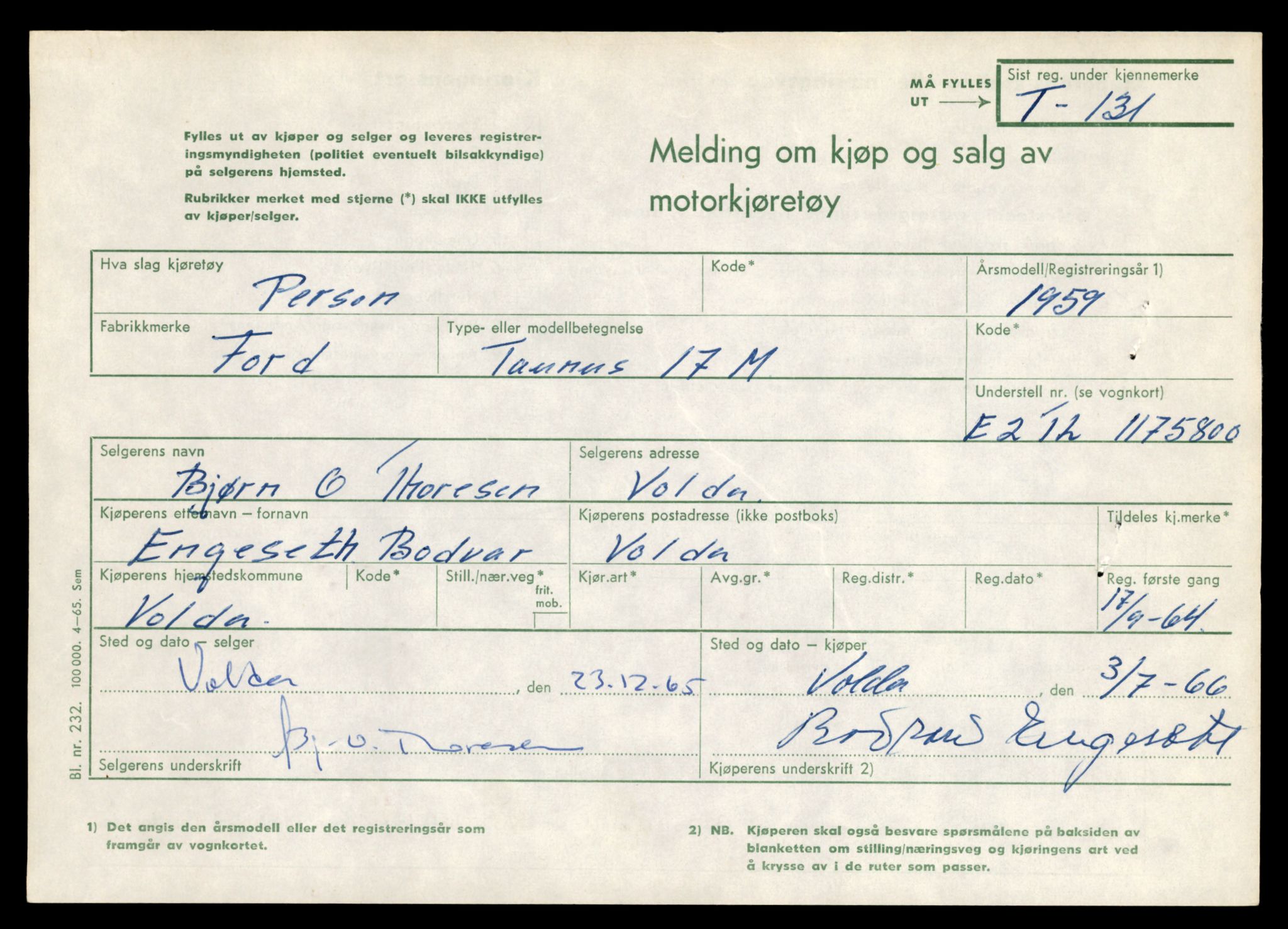 Møre og Romsdal vegkontor - Ålesund trafikkstasjon, AV/SAT-A-4099/F/Fe/L0002: Registreringskort for kjøretøy T 128 - T 231, 1927-1998, p. 153