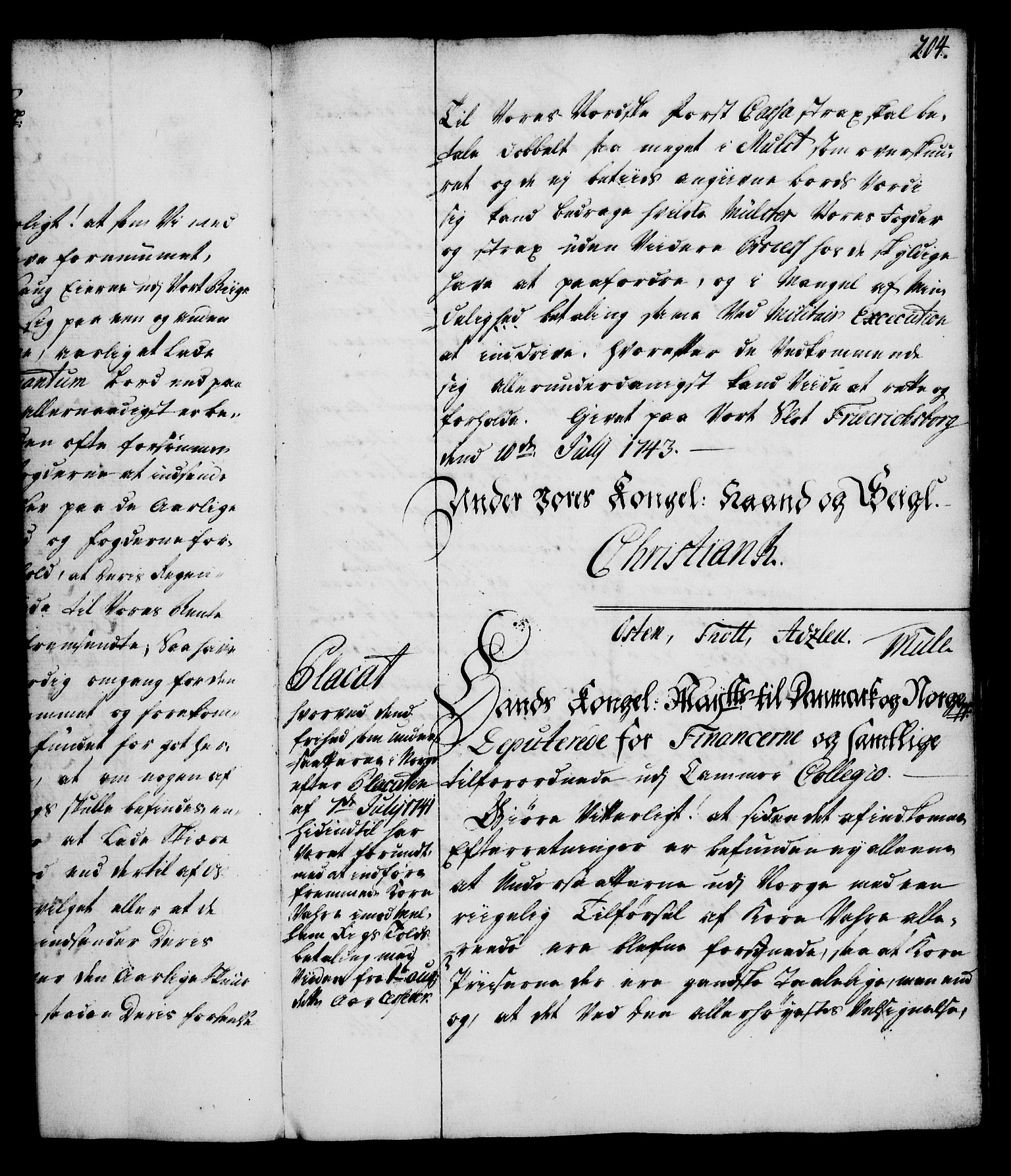 Rentekammeret, Kammerkanselliet, RA/EA-3111/G/Gg/Gga/L0005: Norsk ekspedisjonsprotokoll med register (merket RK 53.5), 1741-1749, p. 204