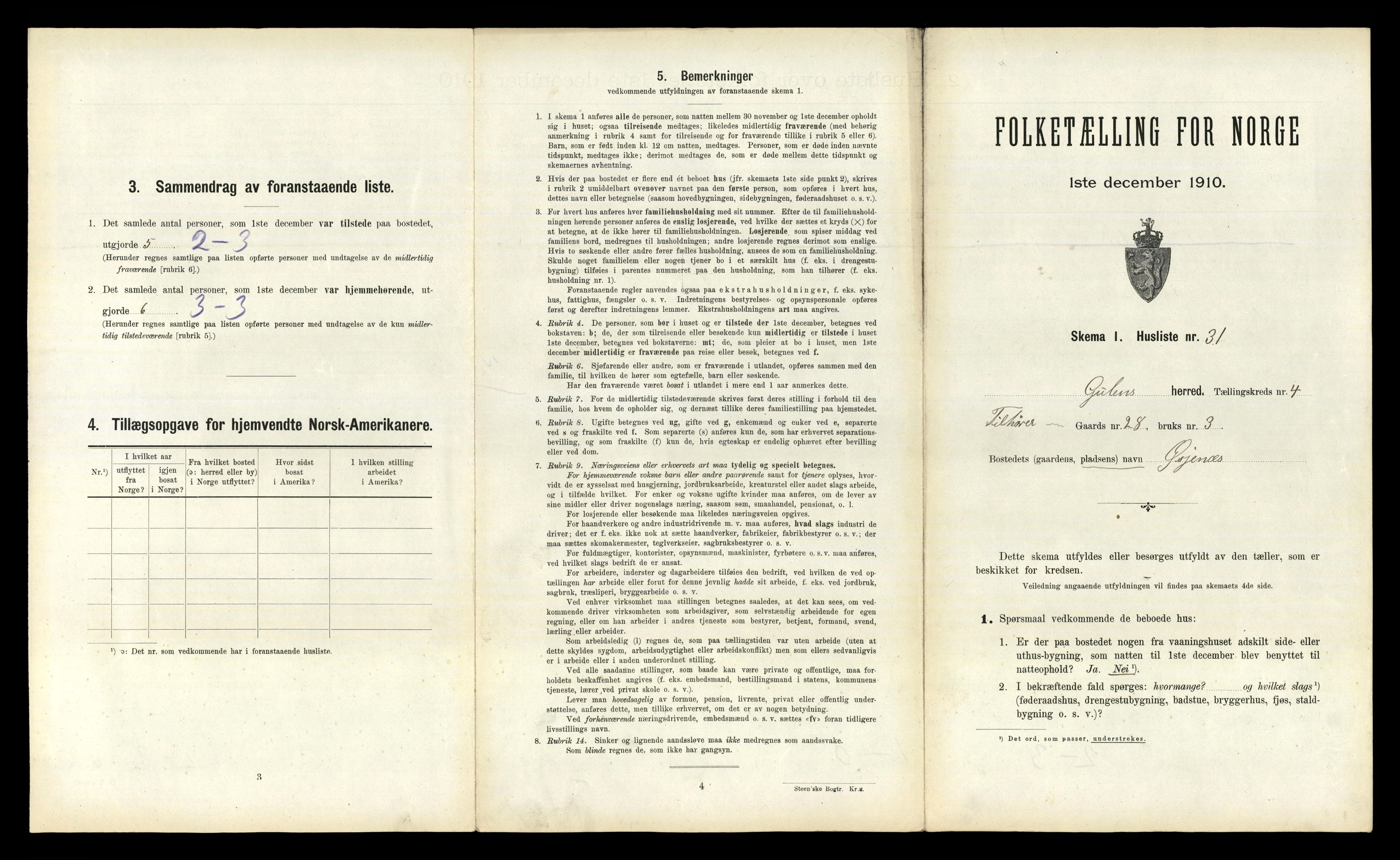 RA, 1910 census for Gulen, 1910, p. 390