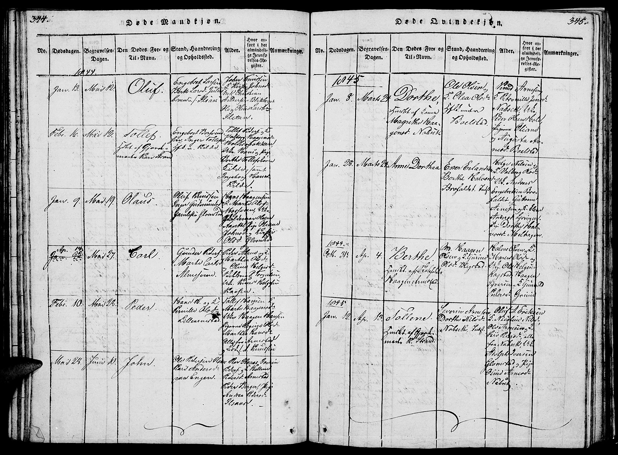 Åmot prestekontor, Hedmark, SAH/PREST-056/H/Ha/Hab/L0001: Parish register (copy) no. 1, 1815-1847, p. 344-345