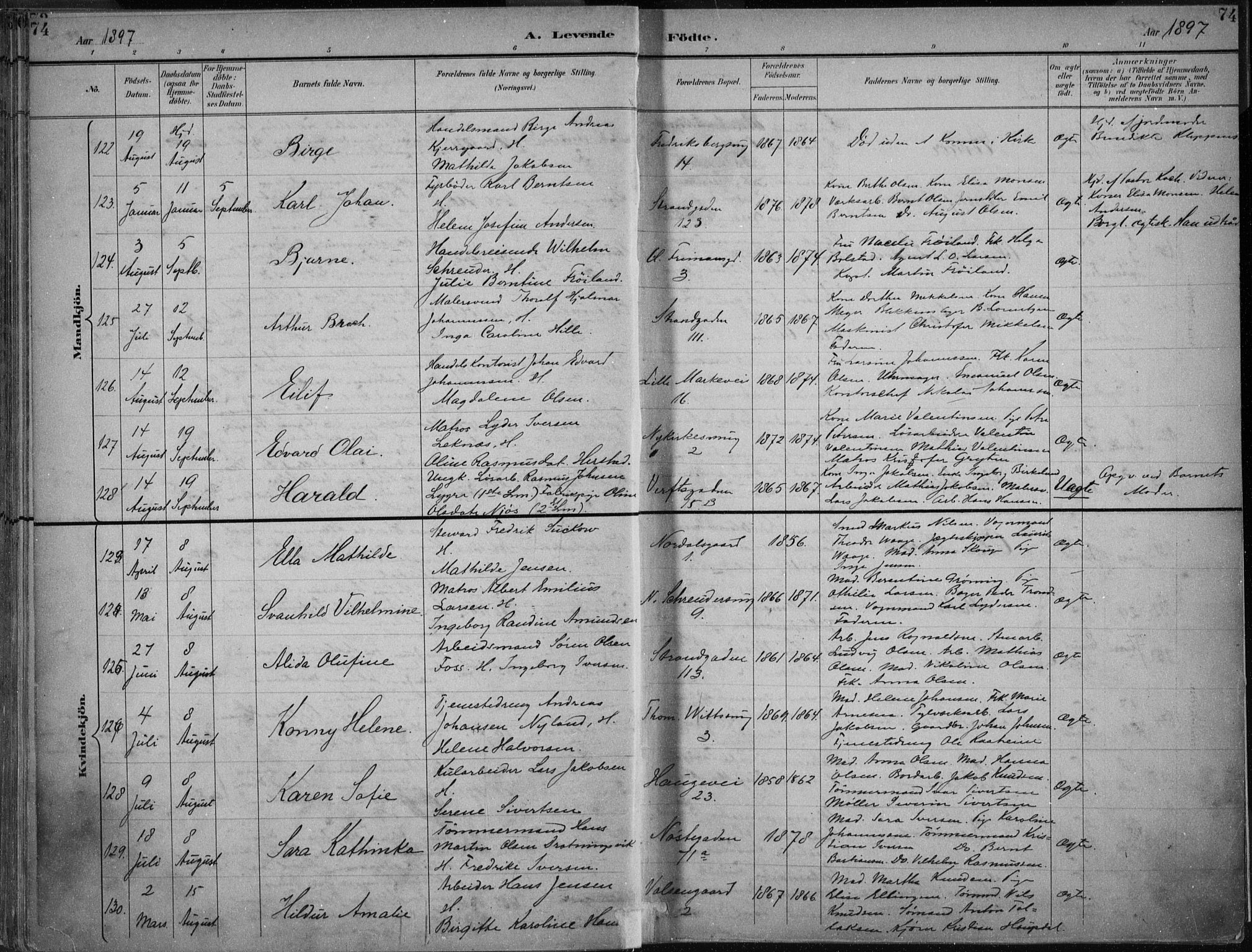 Nykirken Sokneprestembete, SAB/A-77101/H/Haa/L0018: Parish register (official) no. B 6, 1895-1903, p. 74