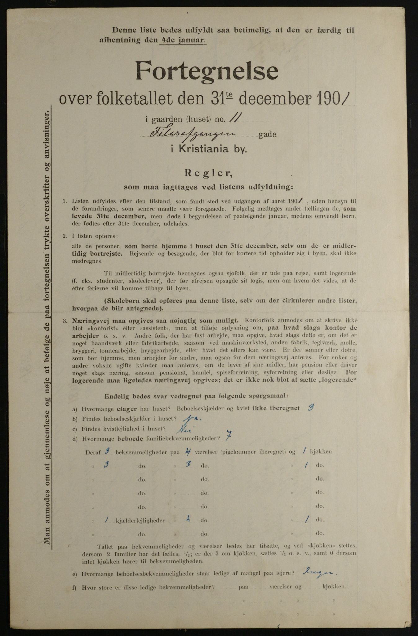 OBA, Municipal Census 1901 for Kristiania, 1901, p. 3889