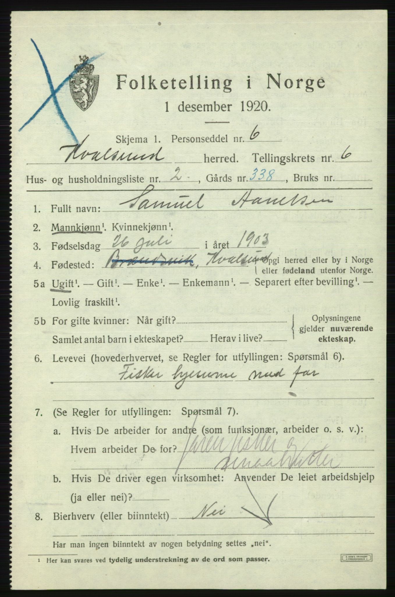 SATØ, 1920 census for , 1920, p. 2002