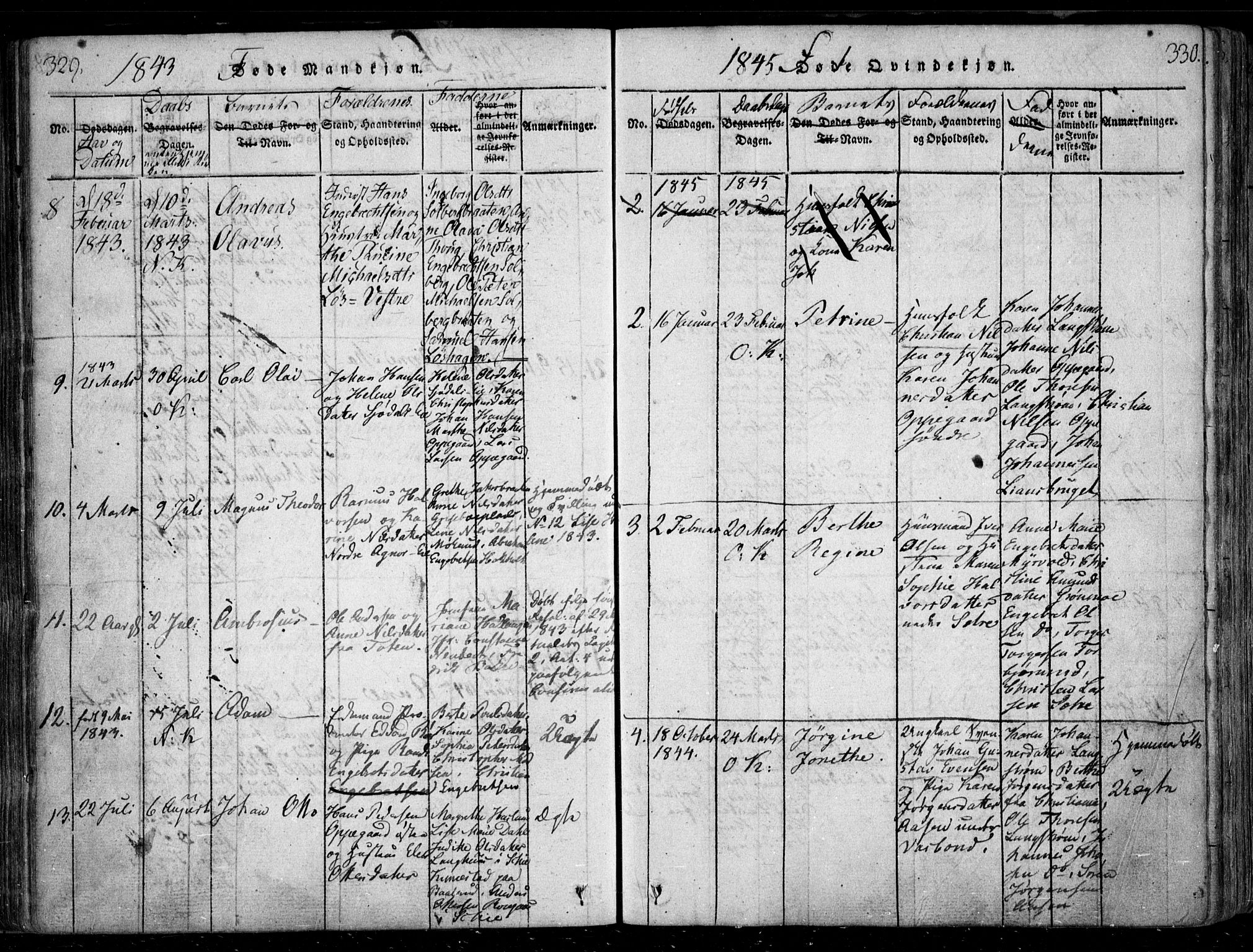 Nesodden prestekontor Kirkebøker, SAO/A-10013/F/Fa/L0006: Parish register (official) no. I 6, 1814-1847, p. 329-330