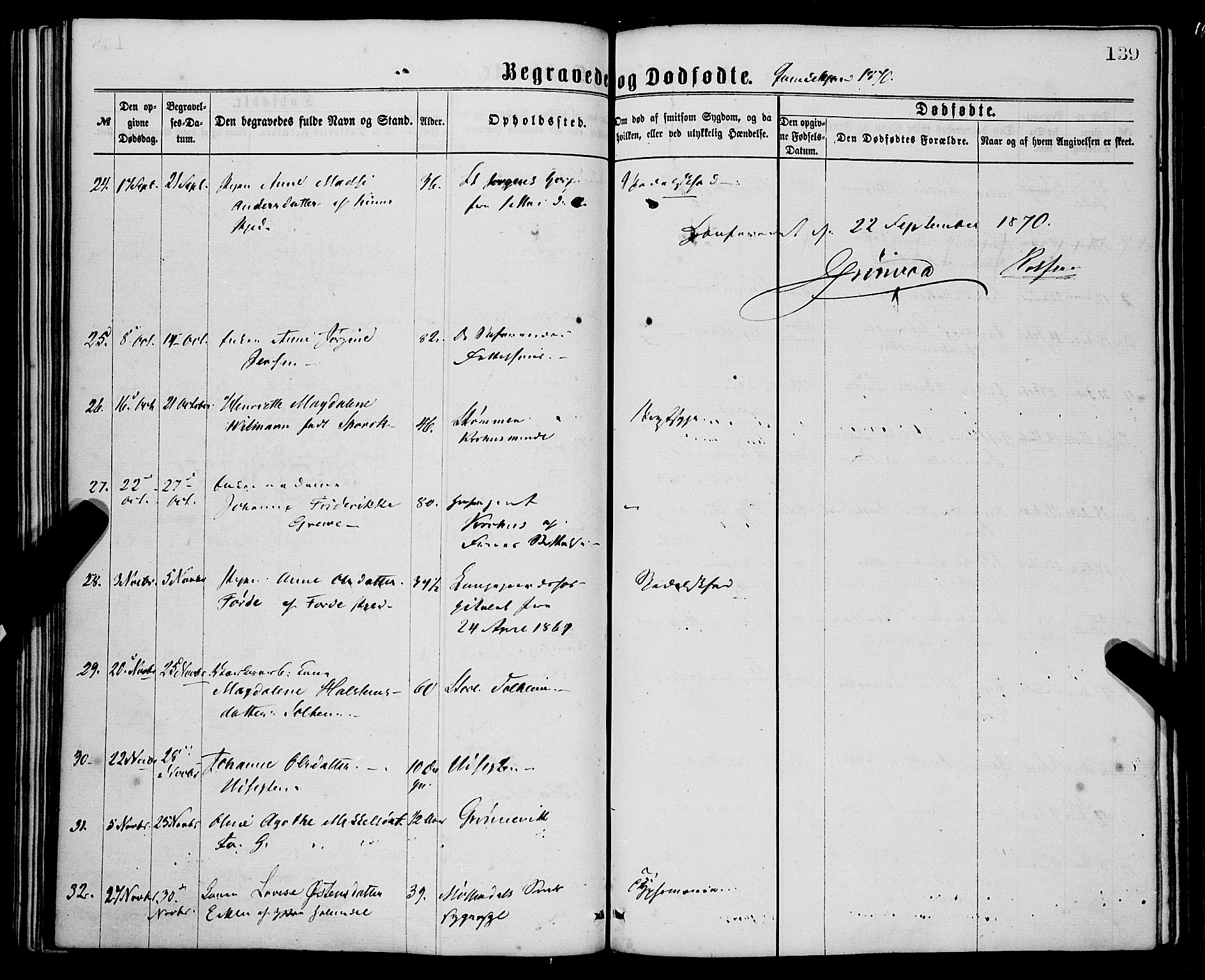 St. Jørgens hospital og Årstad sokneprestembete, SAB/A-99934: Parish register (official) no. A 11, 1864-1886, p. 139