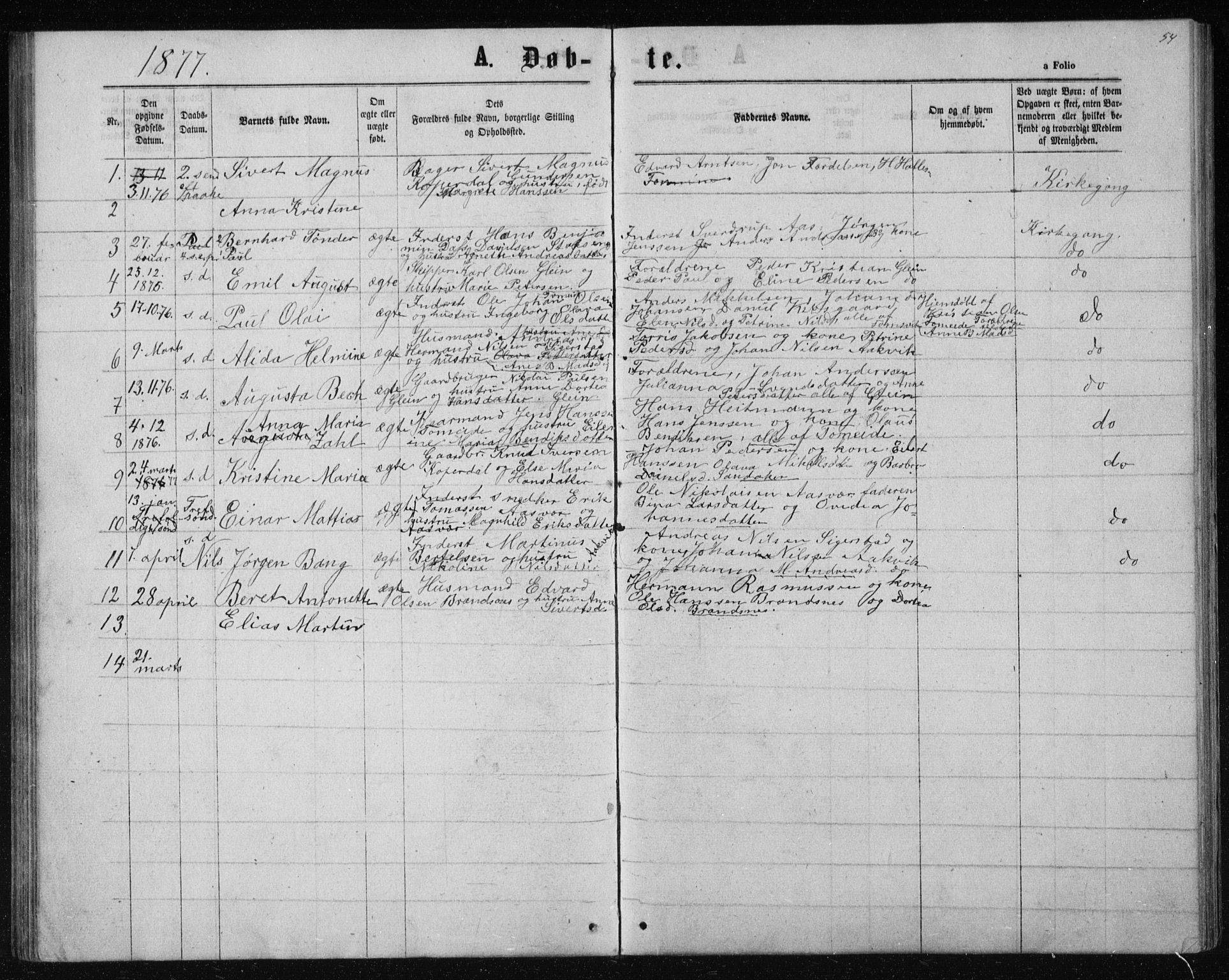 Ministerialprotokoller, klokkerbøker og fødselsregistre - Nordland, SAT/A-1459/835/L0531: Parish register (copy) no. 835C03, 1865-1877, p. 54