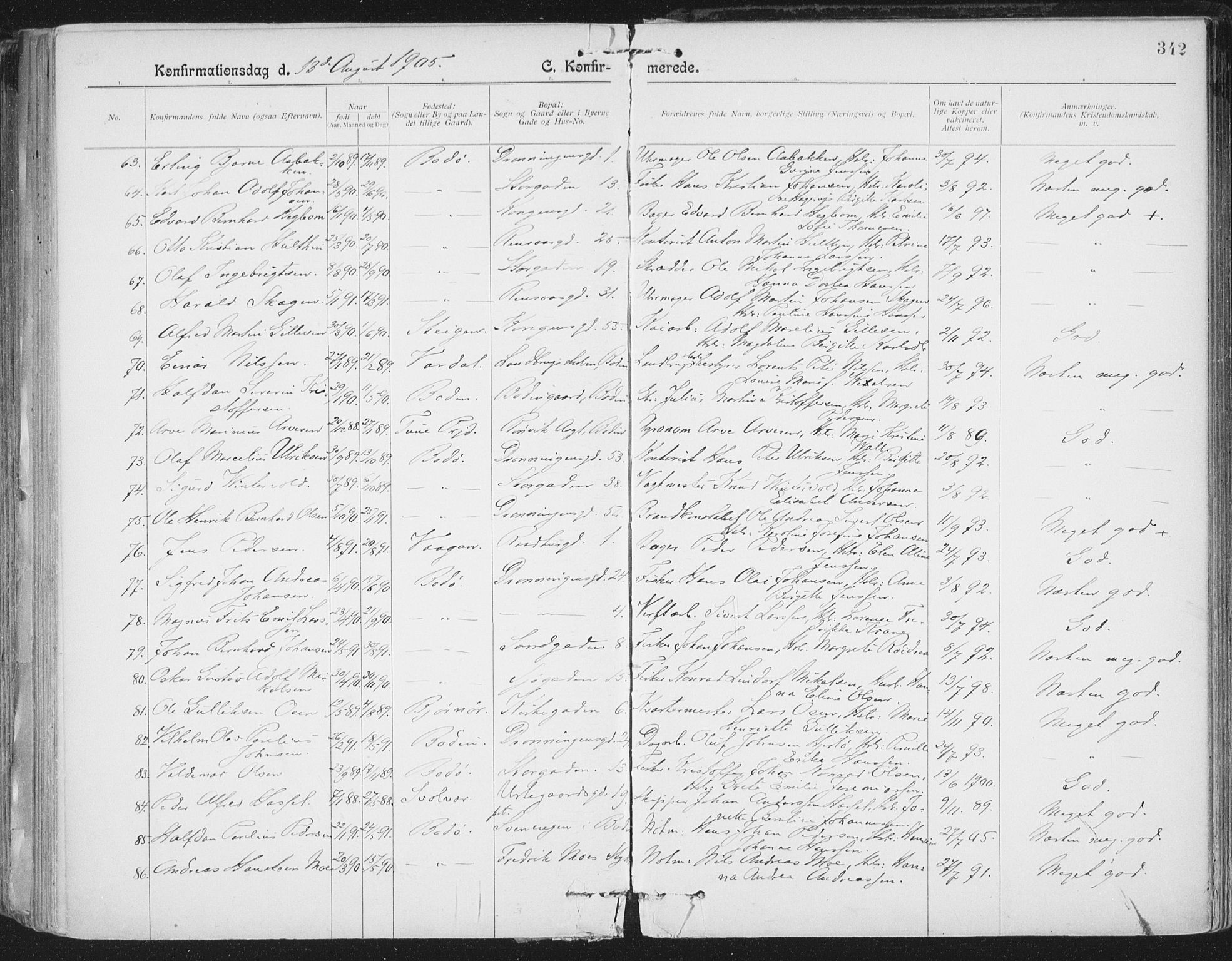 Ministerialprotokoller, klokkerbøker og fødselsregistre - Nordland, AV/SAT-A-1459/801/L0011: Parish register (official) no. 801A11, 1900-1916, p. 342