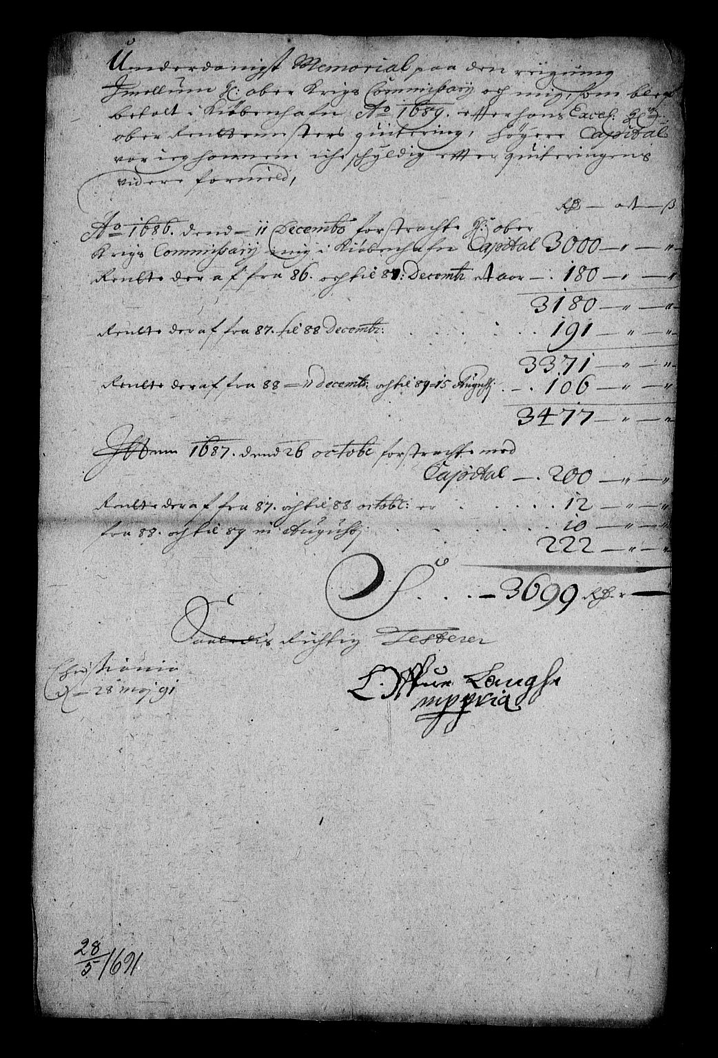 Stattholderembetet 1572-1771, RA/EA-2870/Af/L0004: Avskrifter av vedlegg til originale supplikker, nummerert i samsvar med supplikkbøkene, 1691-1694, p. 65