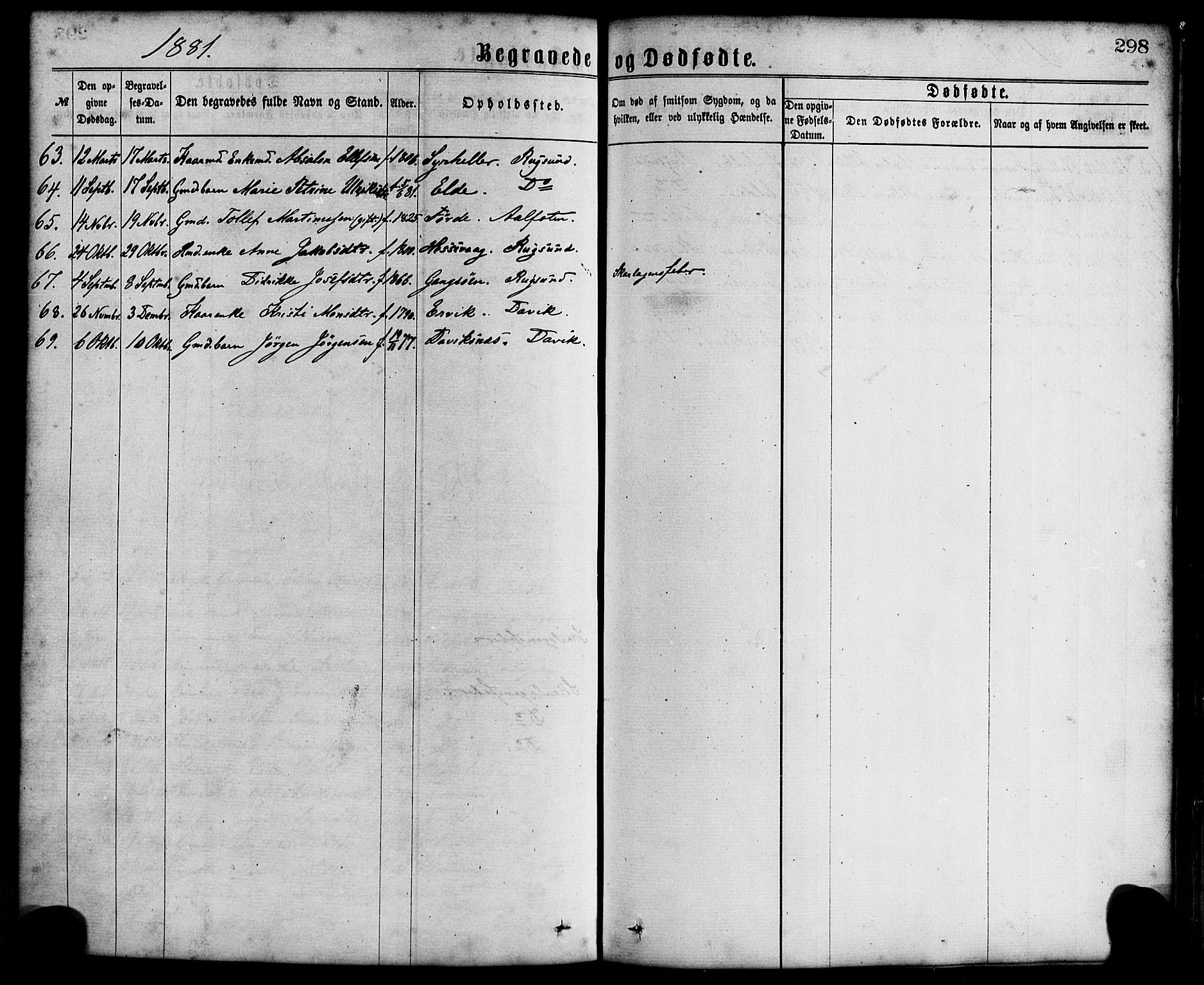 Davik sokneprestembete, AV/SAB-A-79701/H/Haa/Haaa/L0006: Parish register (official) no. A 6, 1867-1881, p. 298