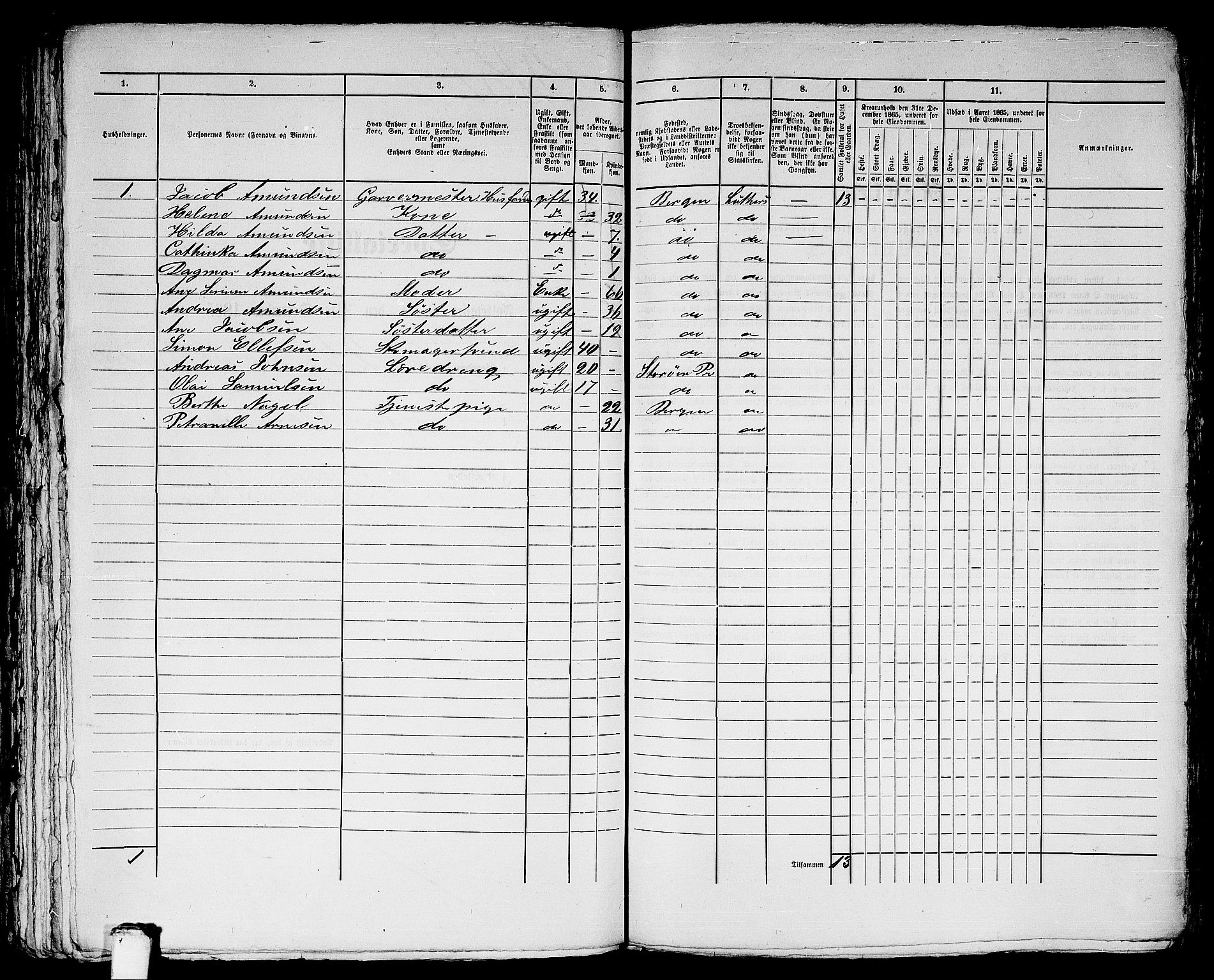RA, 1865 census for Bergen, 1865, p. 4397