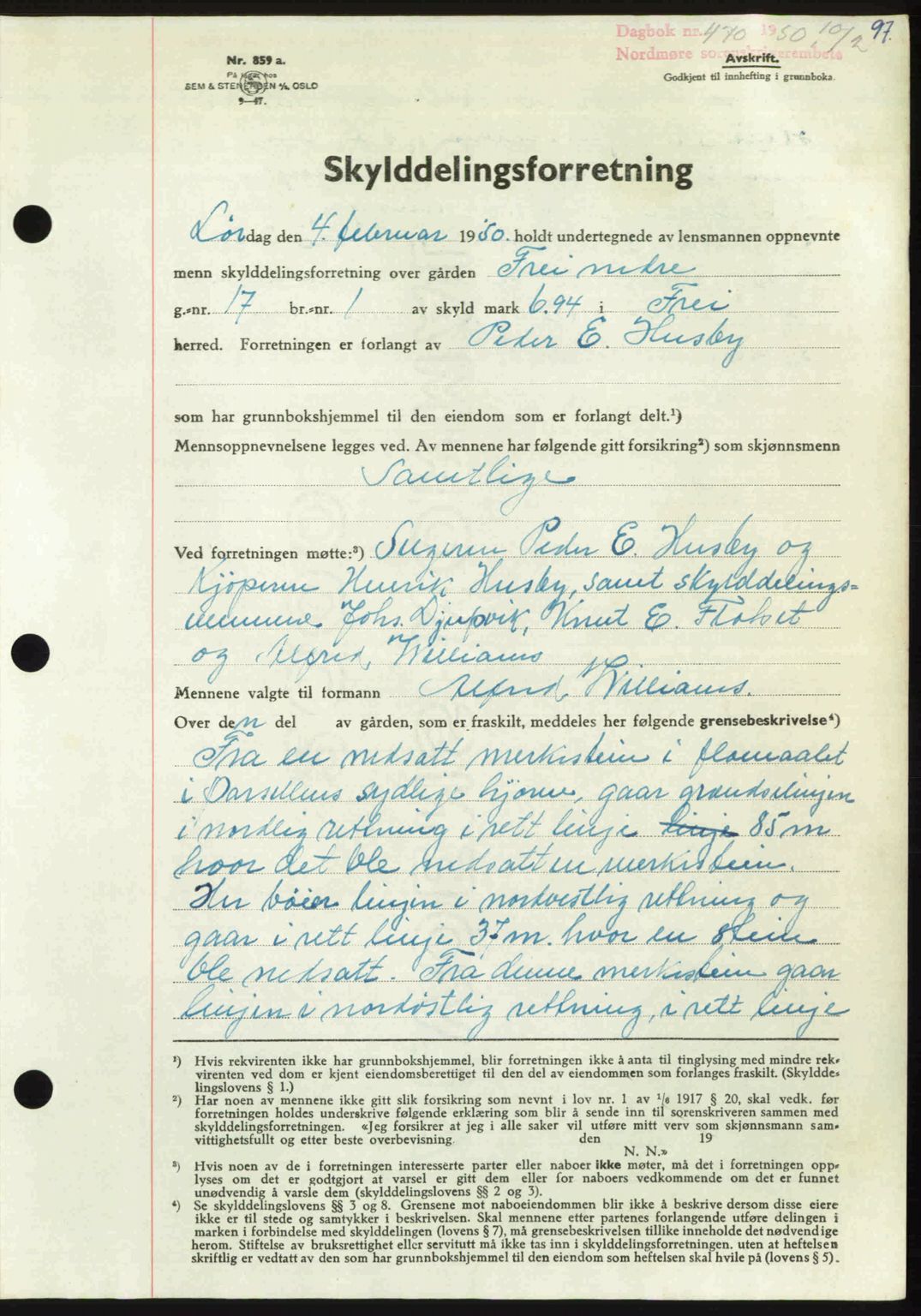 Nordmøre sorenskriveri, AV/SAT-A-4132/1/2/2Ca: Mortgage book no. A114, 1950-1950, Diary no: : 470/1950