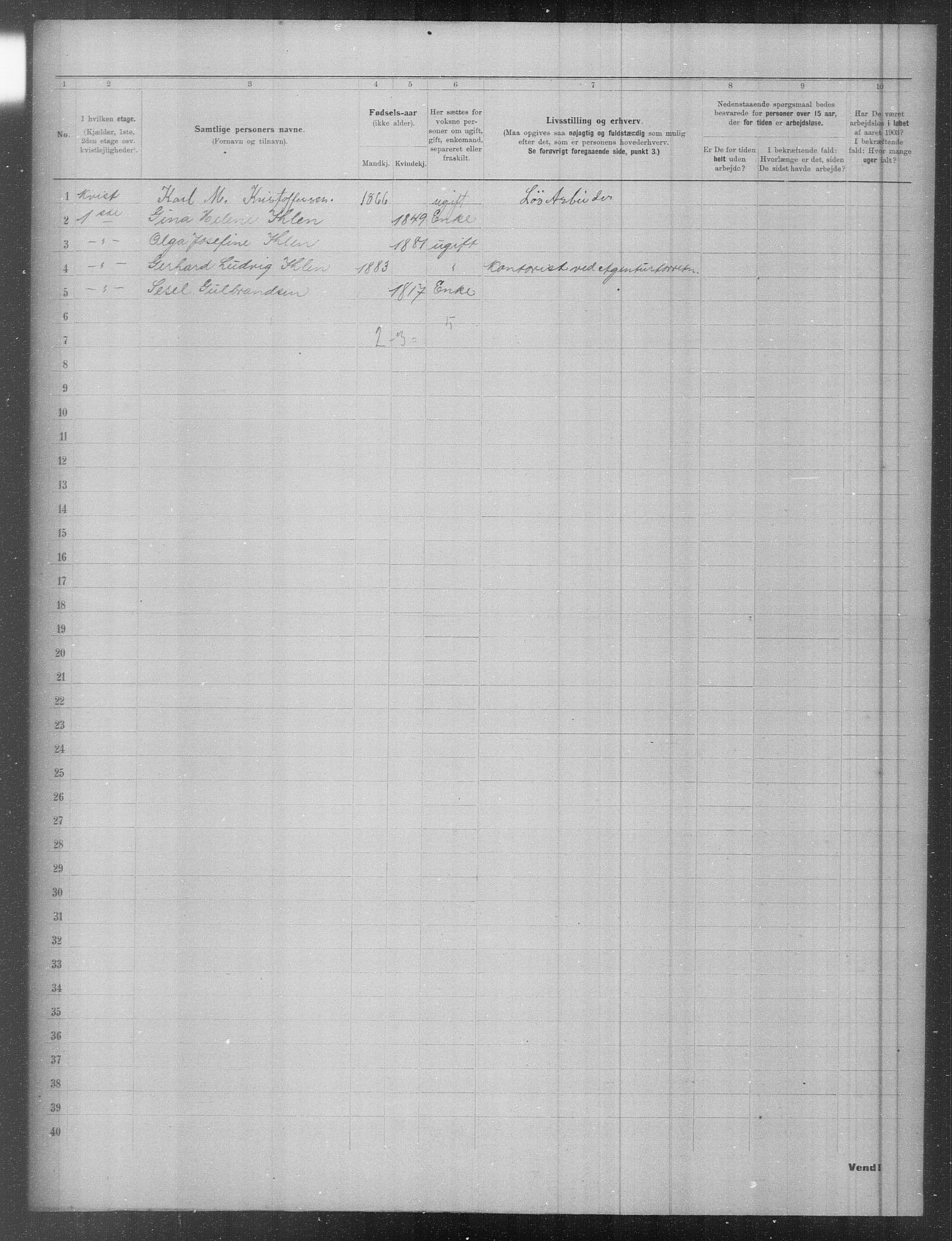 OBA, Municipal Census 1903 for Kristiania, 1903, p. 5504