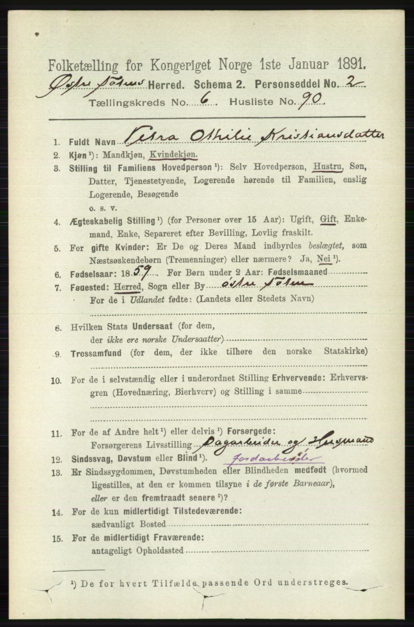 RA, 1891 census for 0528 Østre Toten, 1891, p. 4311