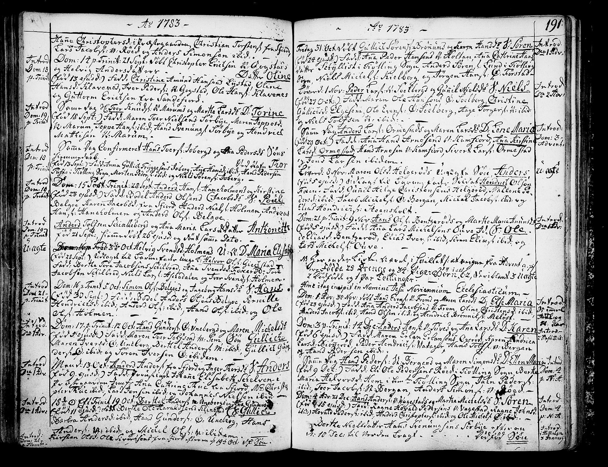 Sandar kirkebøker, SAKO/A-243/F/Fa/L0002: Parish register (official) no. 2, 1733-1788, p. 191