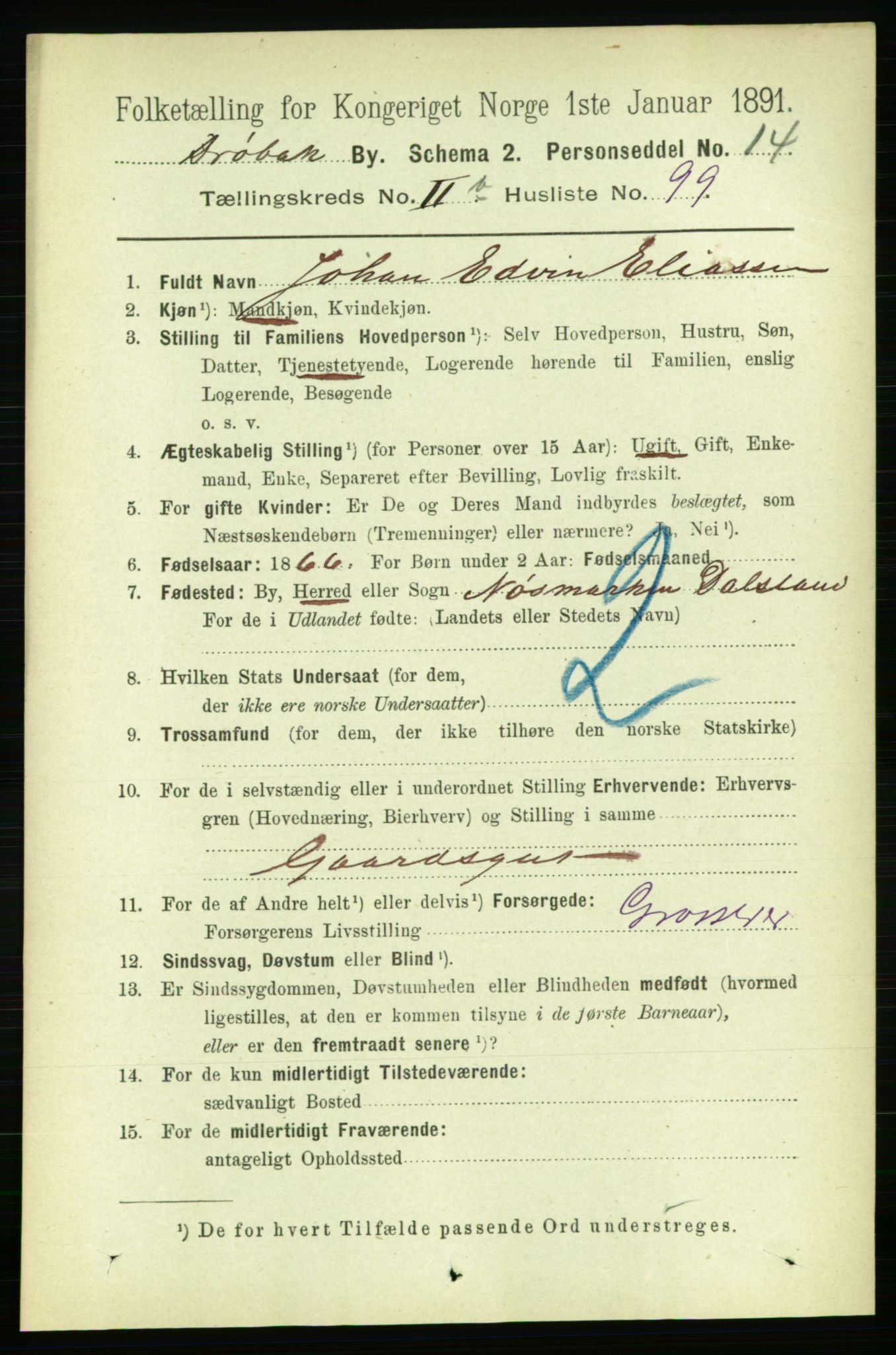 RA, 1891 census for 0203 Drøbak, 1891, p. 1873