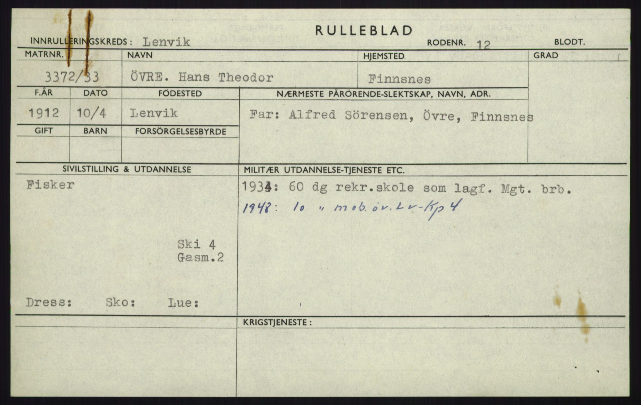 Forsvaret, Troms infanteriregiment nr. 16, AV/RA-RAFA-3146/P/Pa/L0017: Rulleblad for regimentets menige mannskaper, årsklasse 1933, 1933, p. 1375