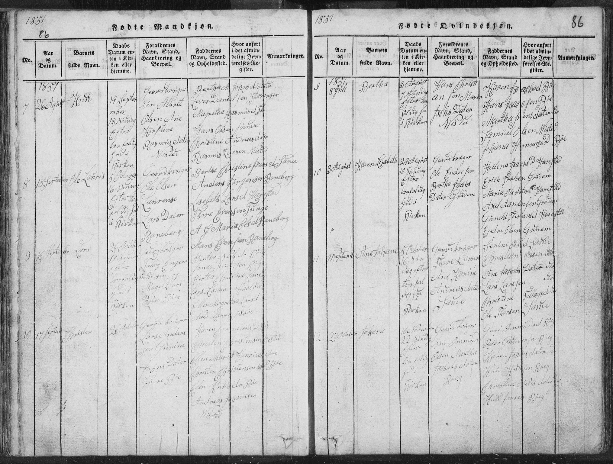 Hetland sokneprestkontor, AV/SAST-A-101826/30/30BA/L0001: Parish register (official) no. A 1, 1816-1856, p. 86