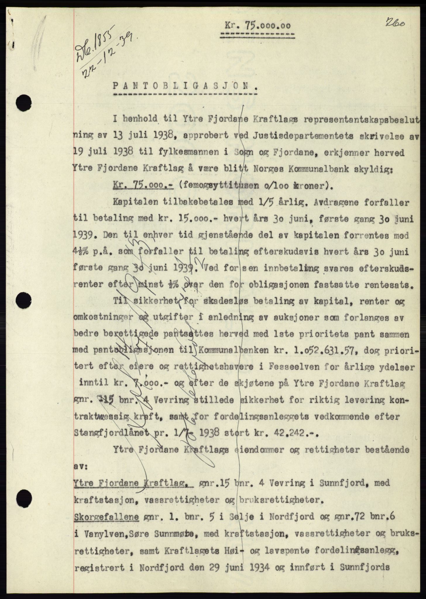 Søre Sunnmøre sorenskriveri, AV/SAT-A-4122/1/2/2C/L0069: Mortgage book no. 63, 1939-1940, Diary no: : 1855/1939