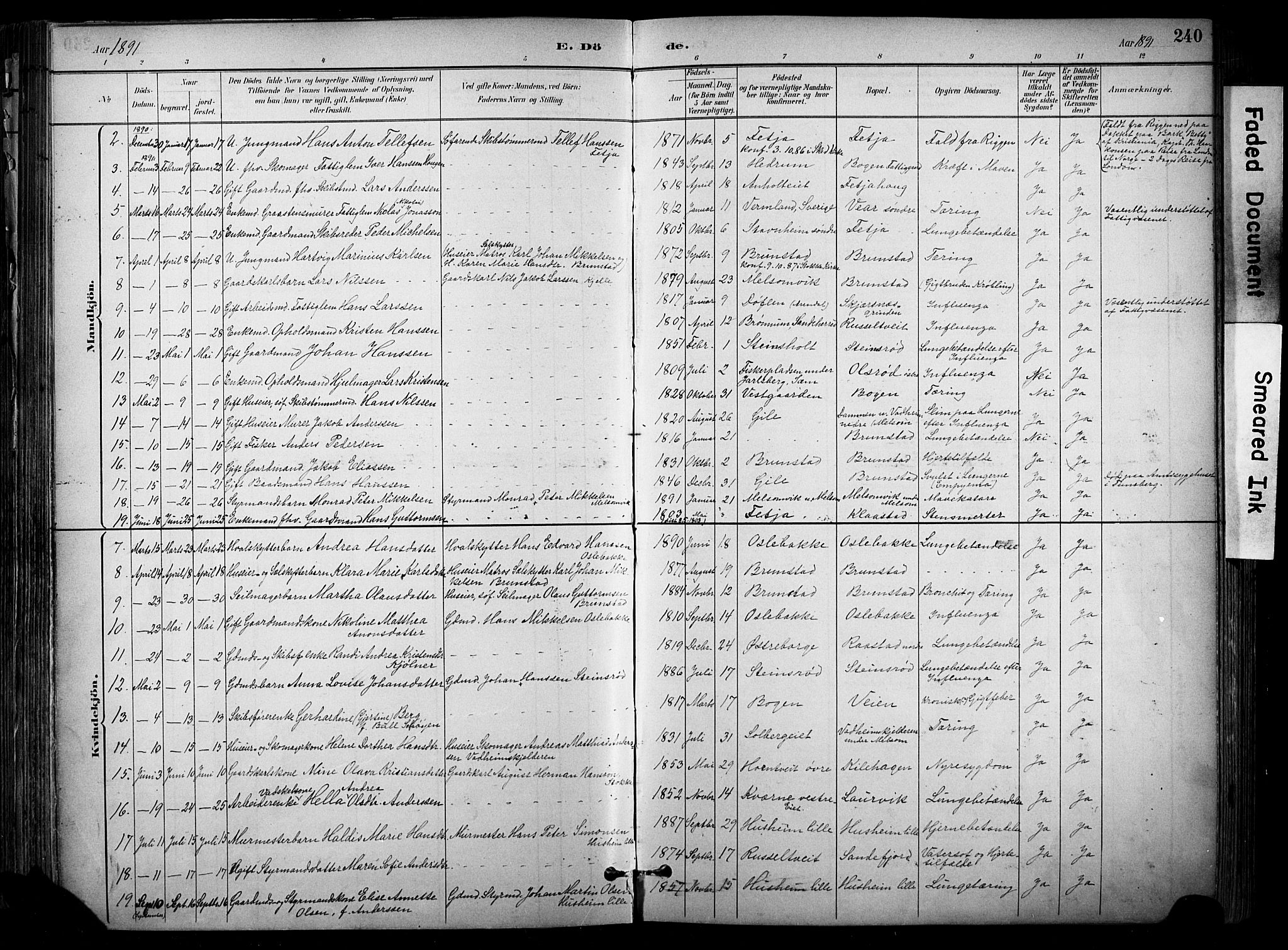 Stokke kirkebøker, SAKO/A-320/F/Fa/L0010: Parish register (official) no. I 10, 1884-1903, p. 240
