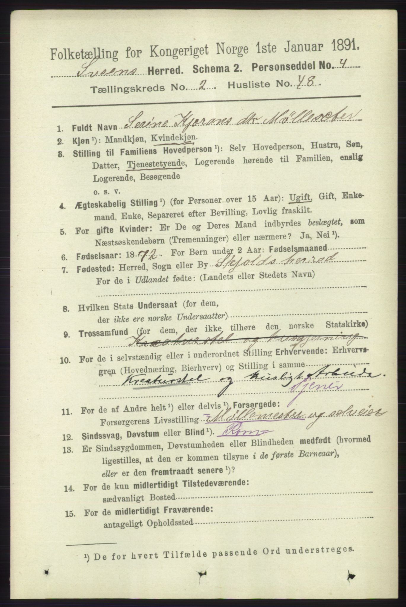 RA, 1891 census for 1216 Sveio, 1891, p. 755