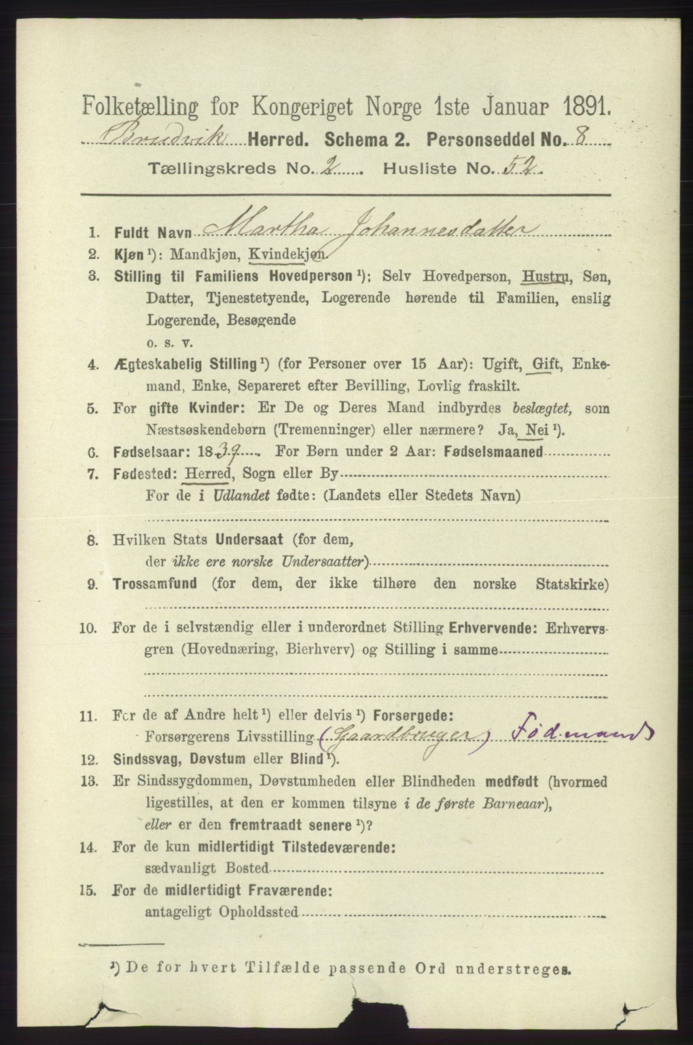 RA, 1891 census for 1251 Bruvik, 1891, p. 790