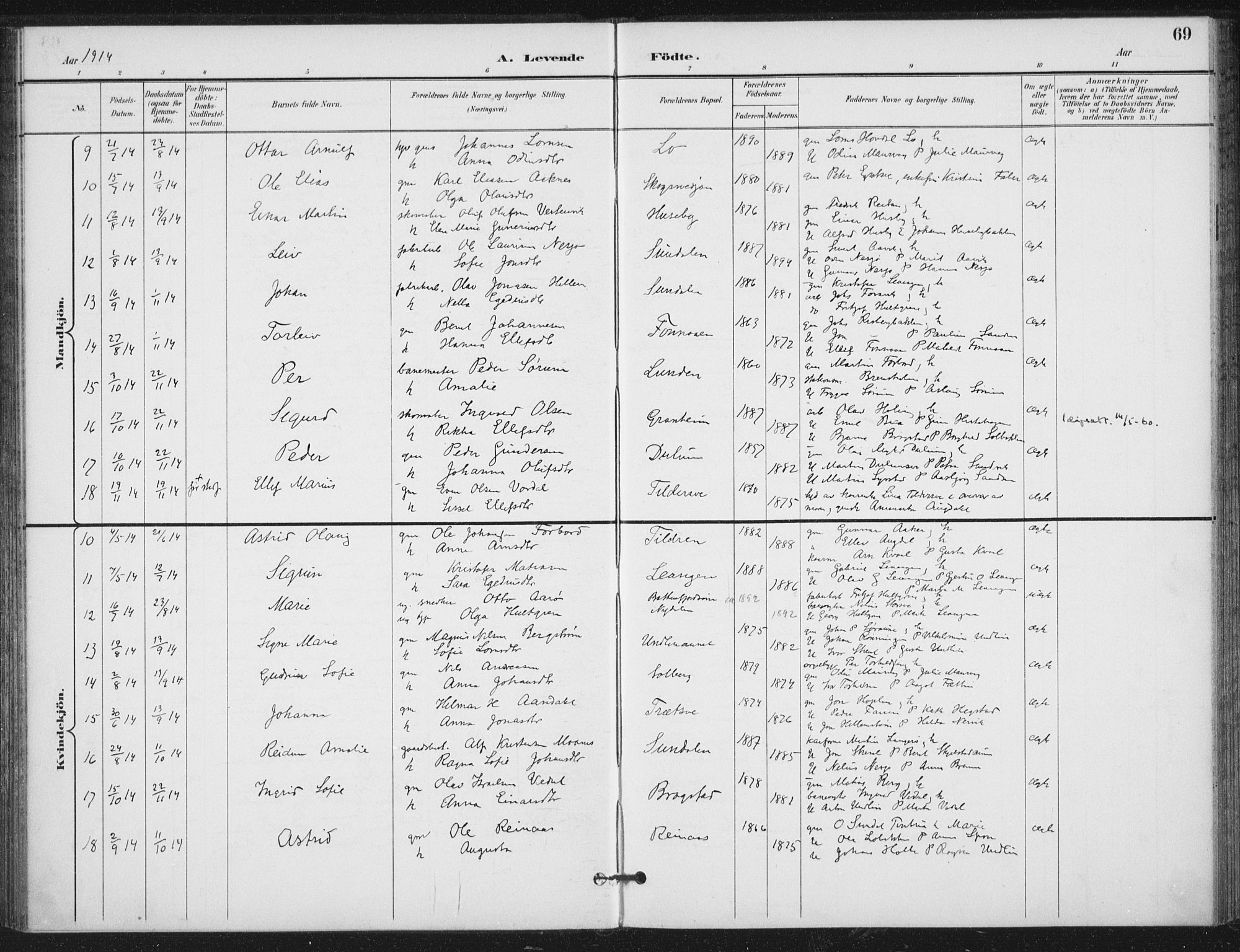 Ministerialprotokoller, klokkerbøker og fødselsregistre - Nord-Trøndelag, SAT/A-1458/714/L0131: Parish register (official) no. 714A02, 1896-1918, p. 69