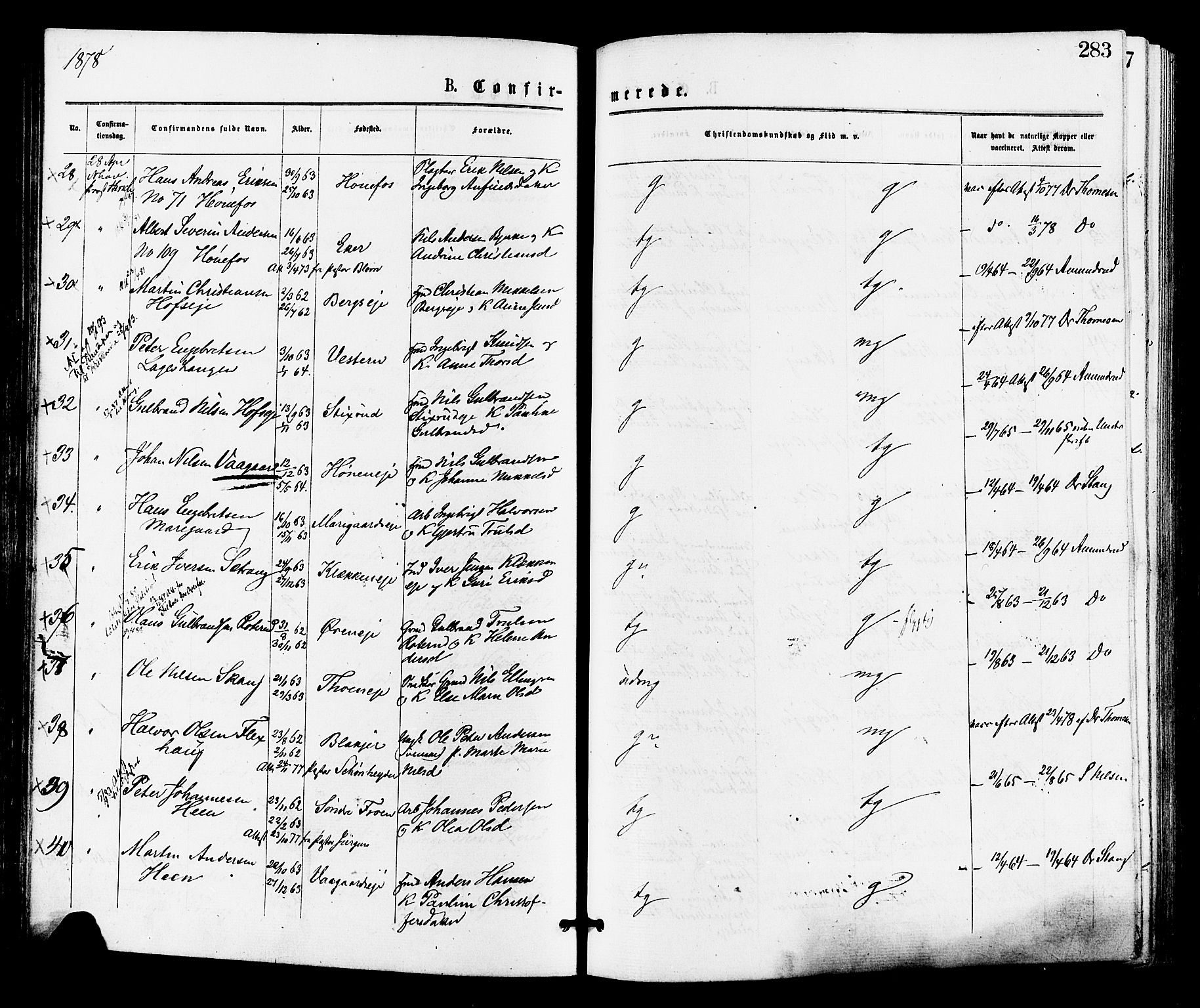 Norderhov kirkebøker, AV/SAKO-A-237/F/Fa/L0015: Parish register (official) no. 15, 1875-1884, p. 283