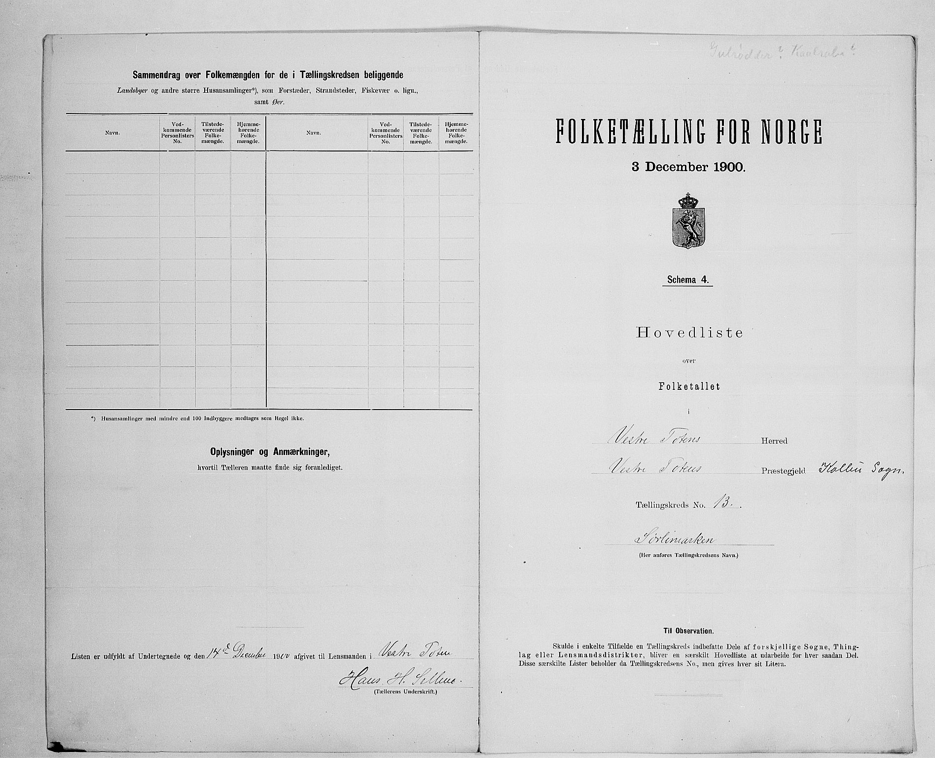 SAH, 1900 census for Vestre Toten, 1900, p. 57