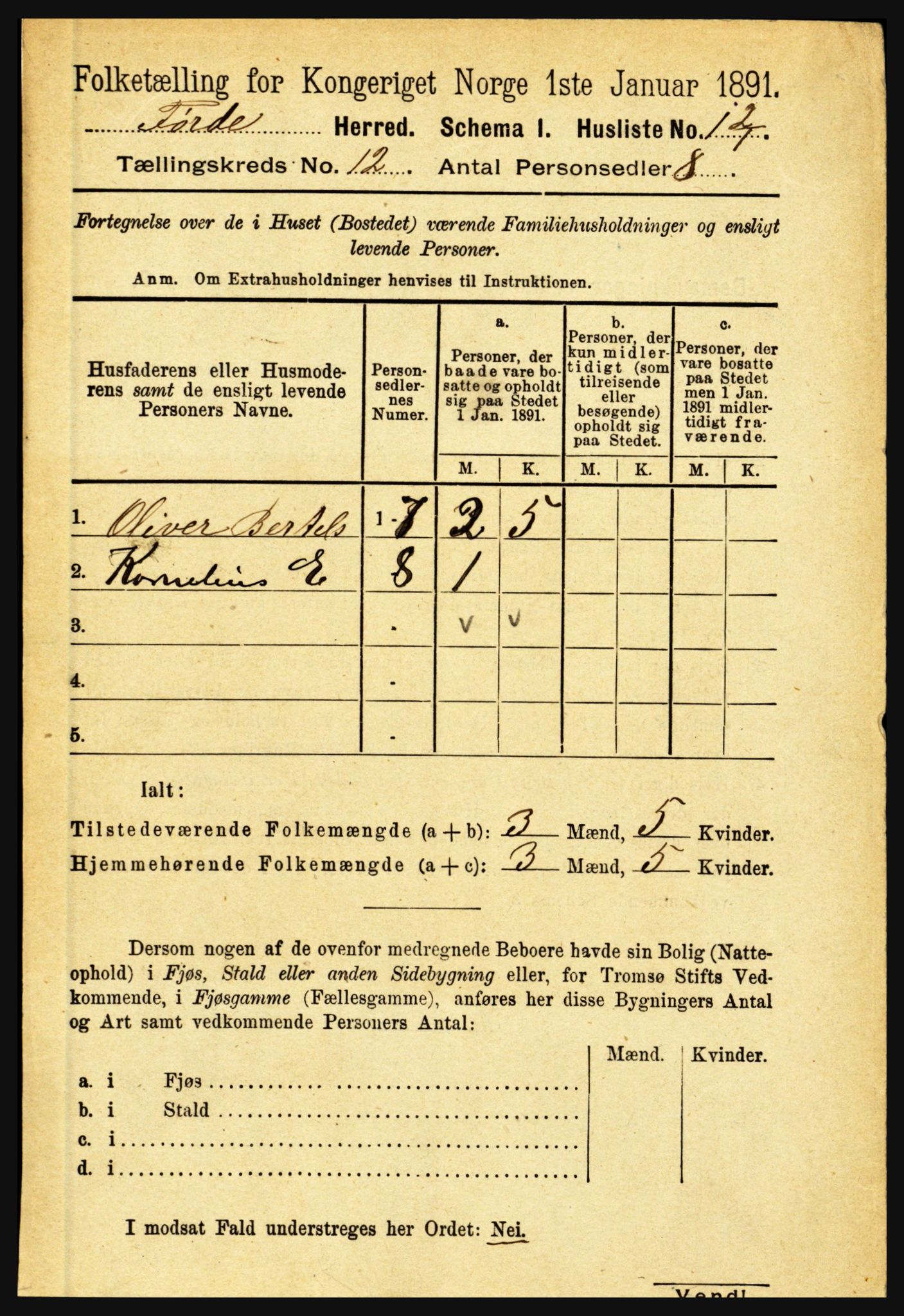 RA, 1891 census for 1432 Førde, 1891, p. 4246