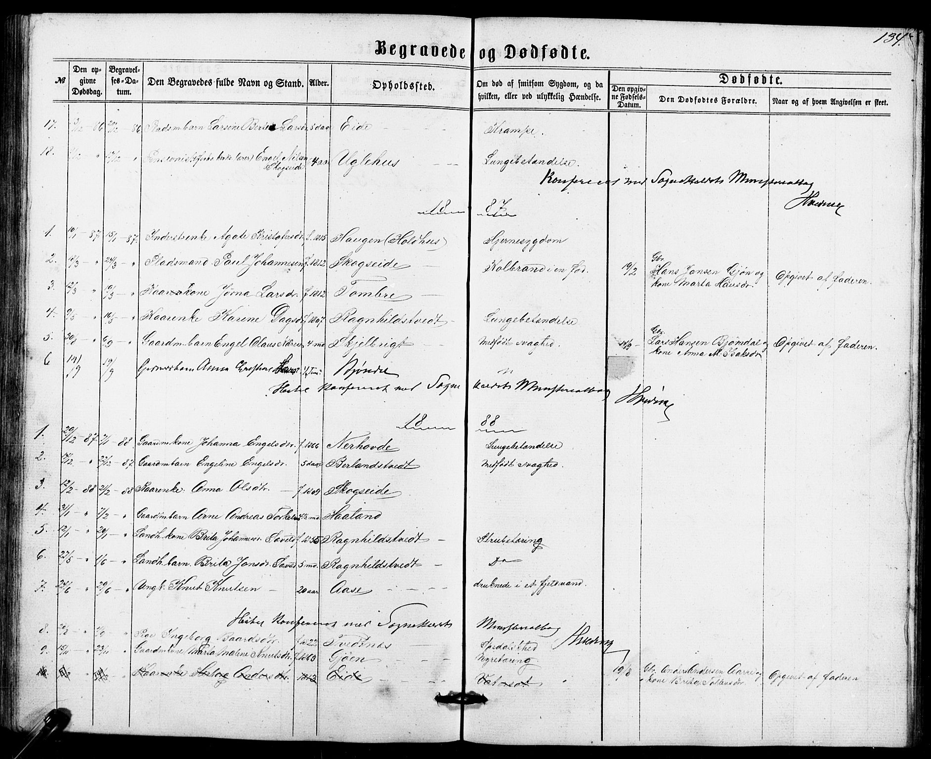 Fusa sokneprestembete, SAB/A-75401/H/Hab: Parish register (copy) no. B 1, 1861-1896, p. 134