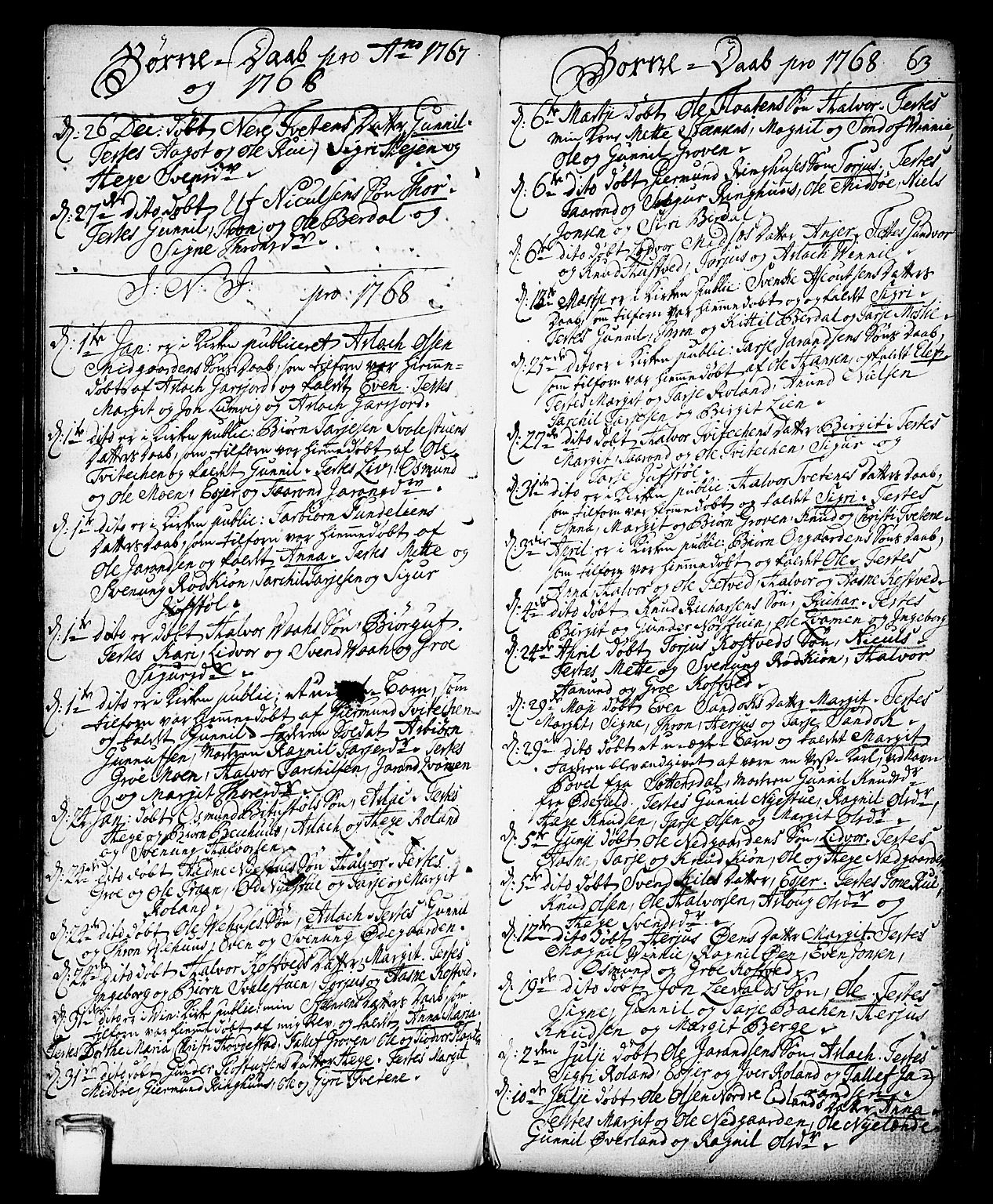 Vinje kirkebøker, SAKO/A-312/F/Fa/L0002: Parish register (official) no. I 2, 1767-1814, p. 63